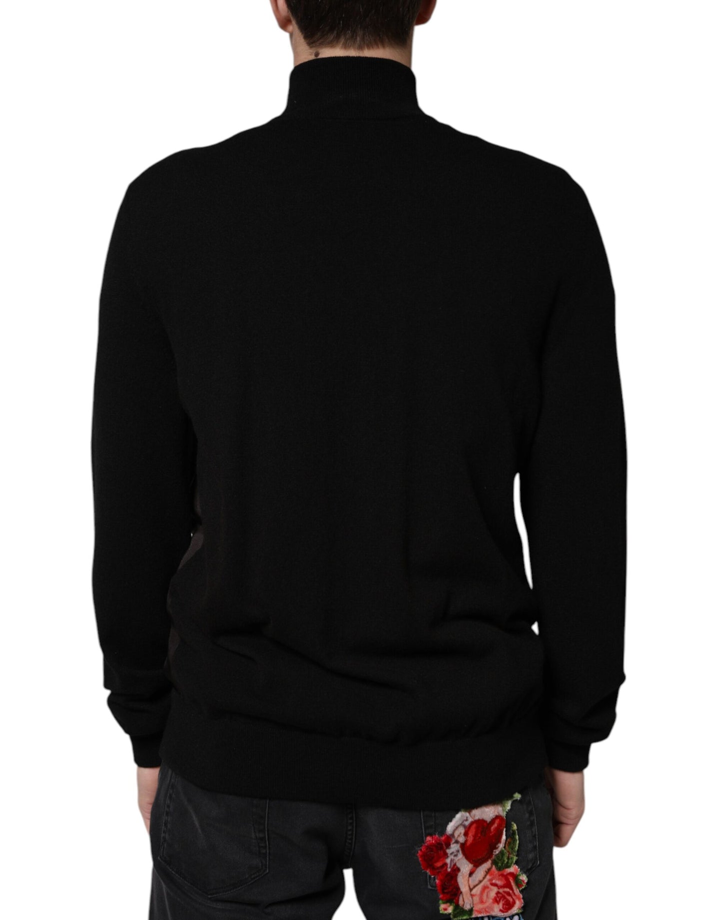 Dolce & Gabbana Chaqueta bomber negra con monograma y cremallera completa
