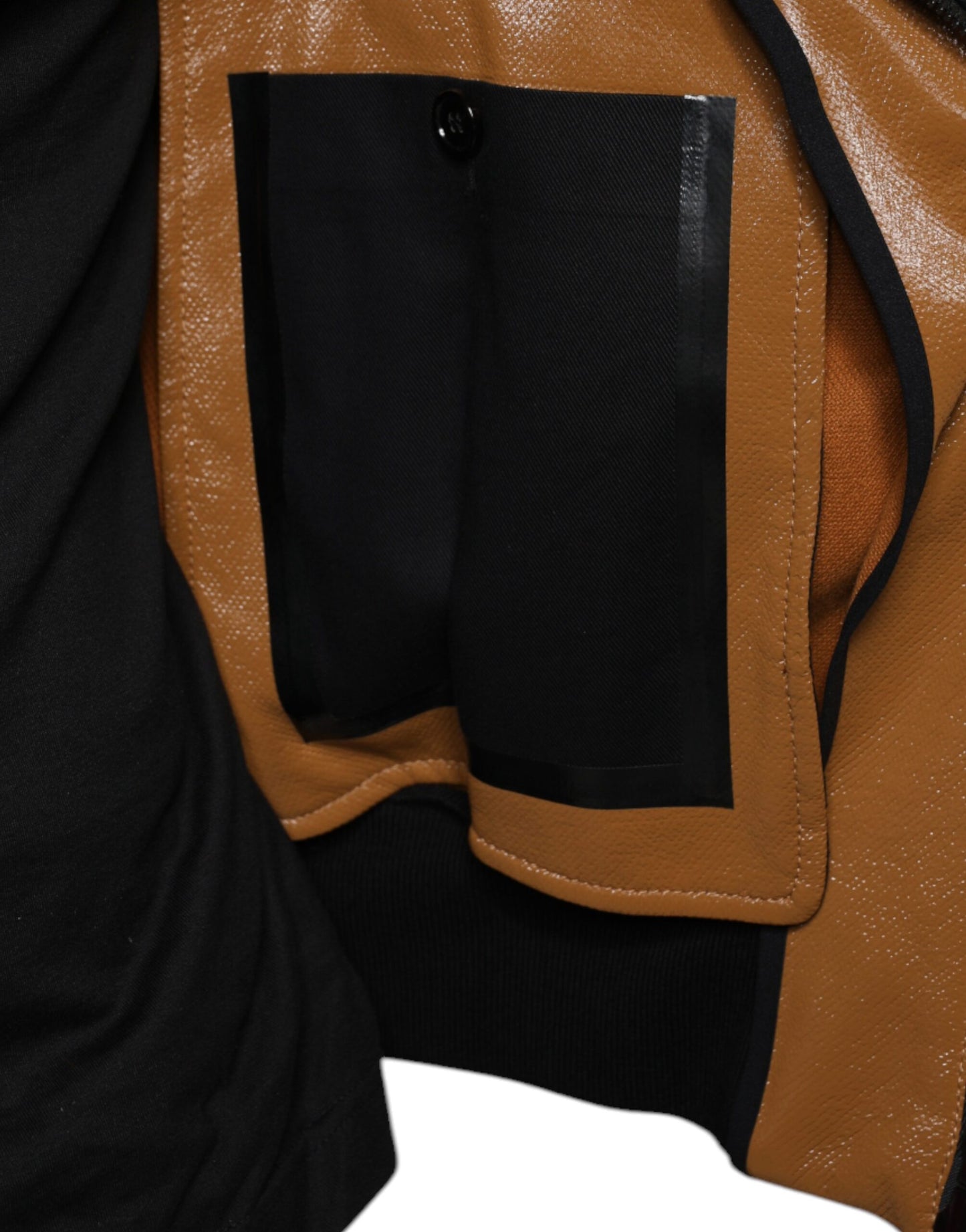 Dolce & Gabbana Chaqueta bomber de hombre con cremallera completa de cuero marrón