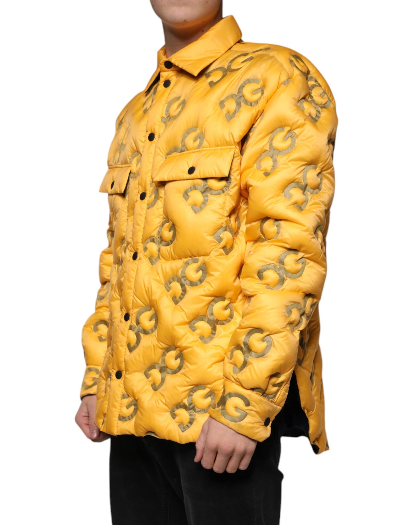 Dolce & Gabbana Chaqueta tipo cazadora con botones y relleno con logo amarillo