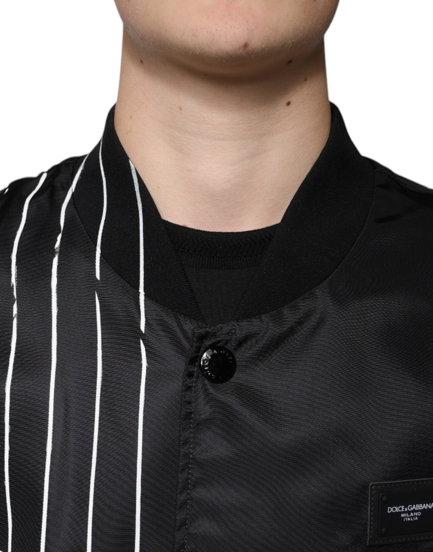 Dolce & Gabbana Cazadora bomber de nailon con rayas y lunares negros