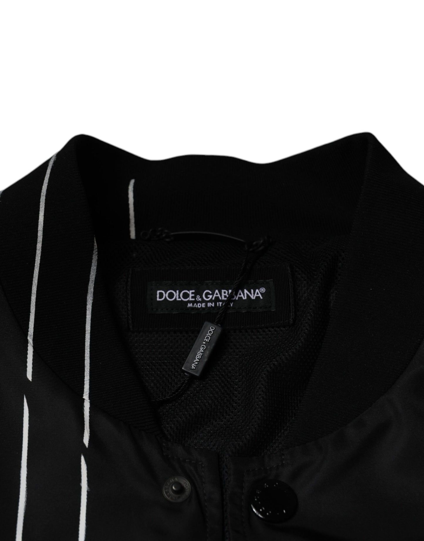 Dolce & Gabbana Cazadora bomber de nailon con rayas y lunares negros