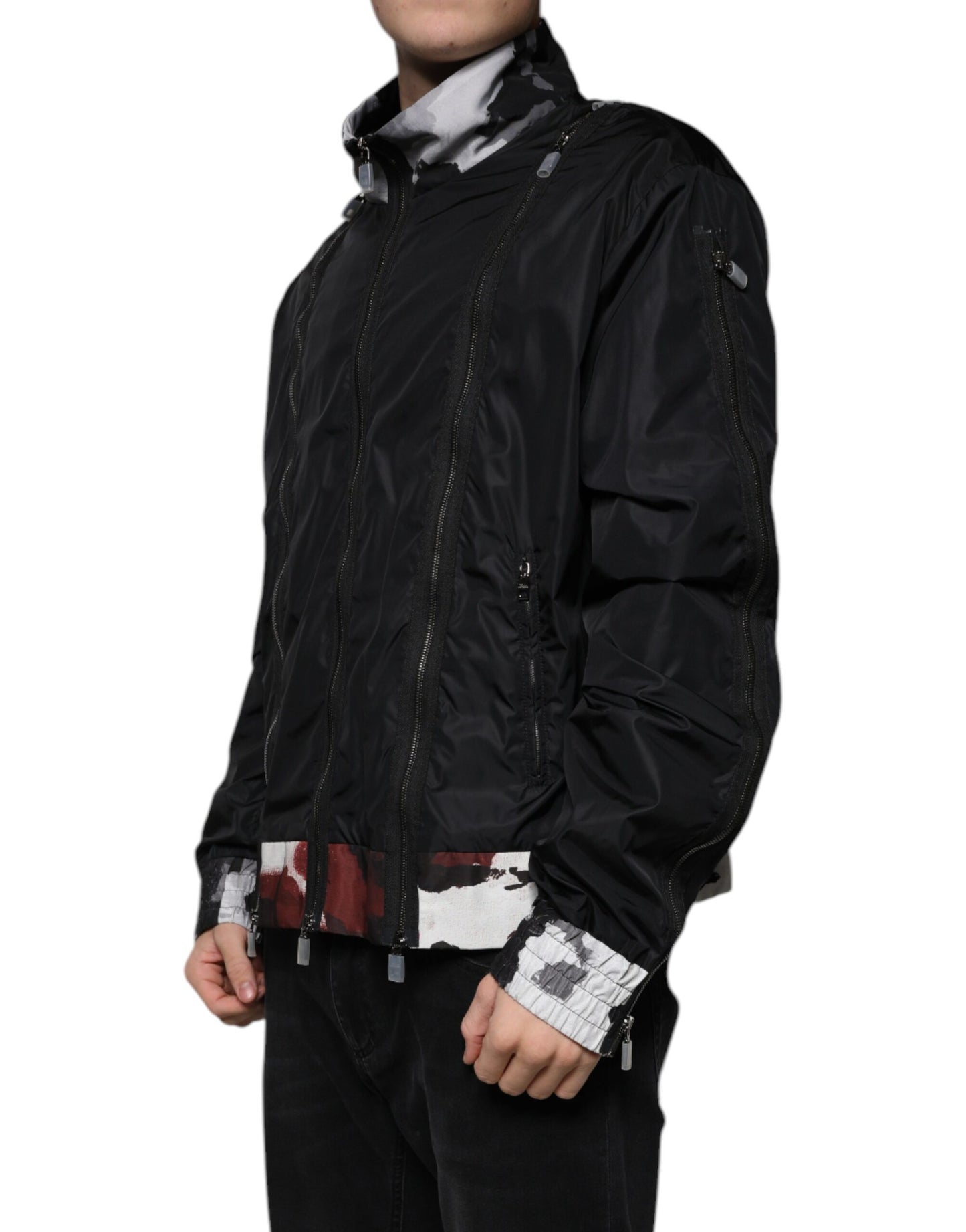 Dolce & Gabbana Cazadora bomber de hombre con cremallera completa de nailon negro