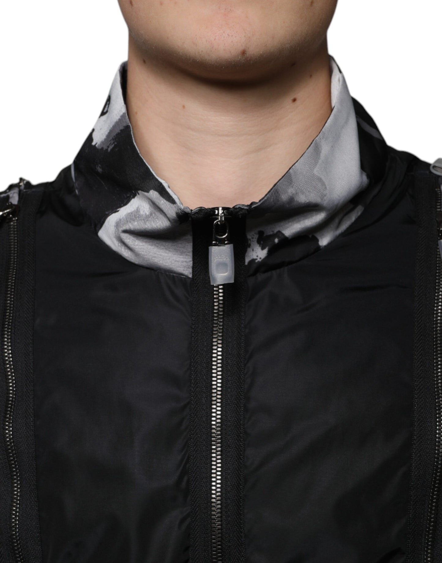 Dolce & Gabbana Cazadora bomber de hombre con cremallera completa de nailon negro
