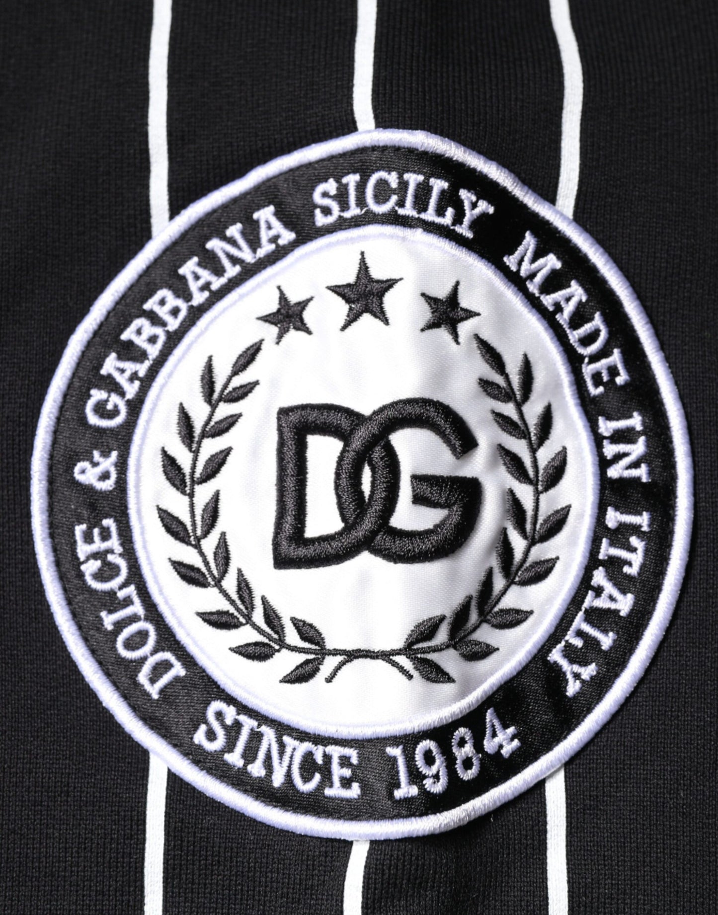 Dolce & Gabbana Suéter tipo sudadera con logo de rayas blancas y negras
