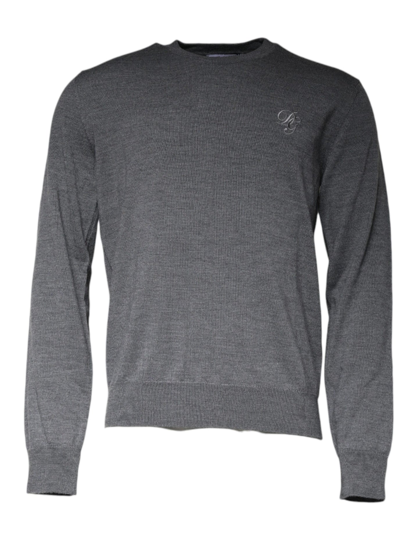 Dolce & Gabbana Jersey de lana gris oscuro con cuello redondo