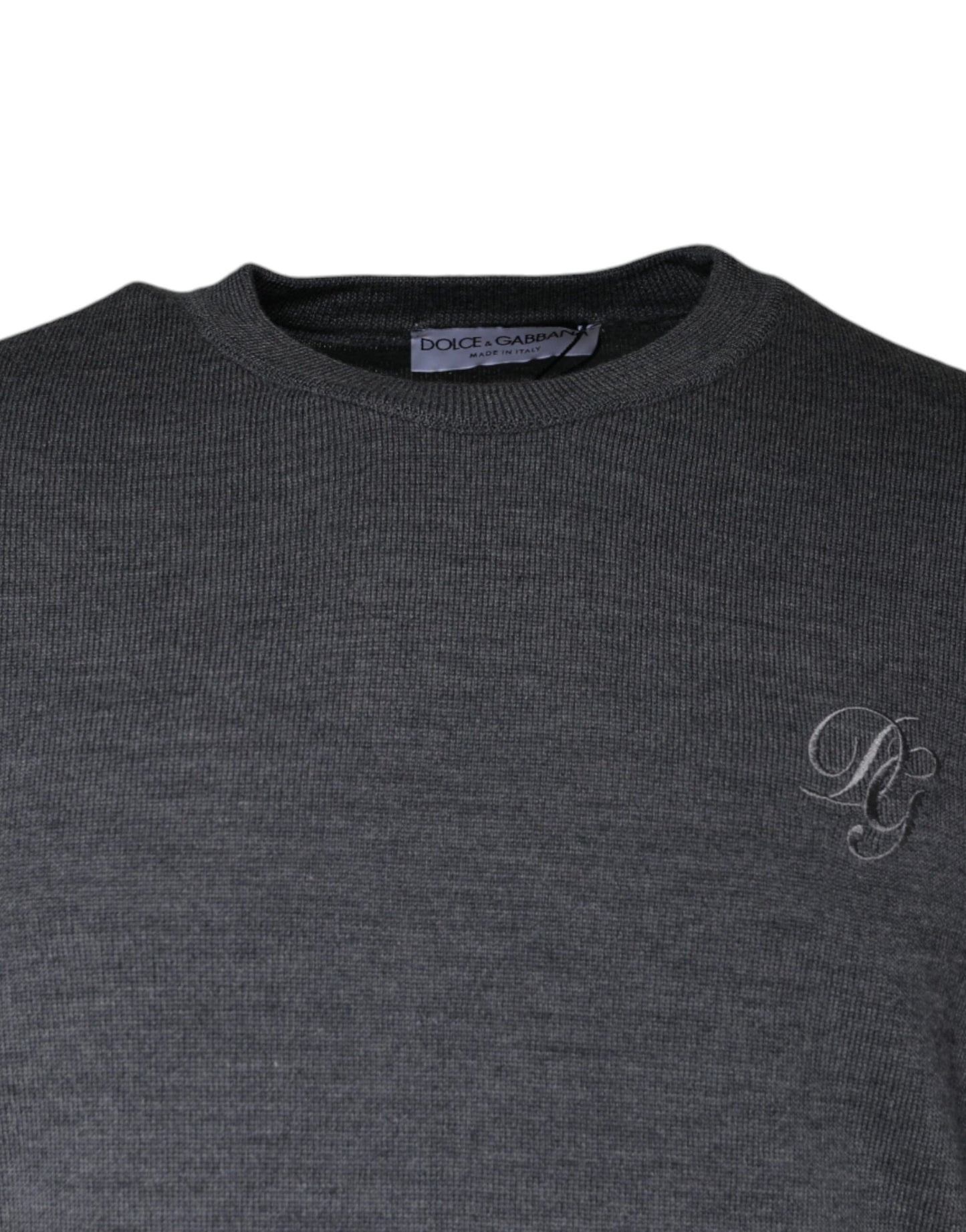 Dolce & Gabbana Jersey de lana gris oscuro con cuello redondo