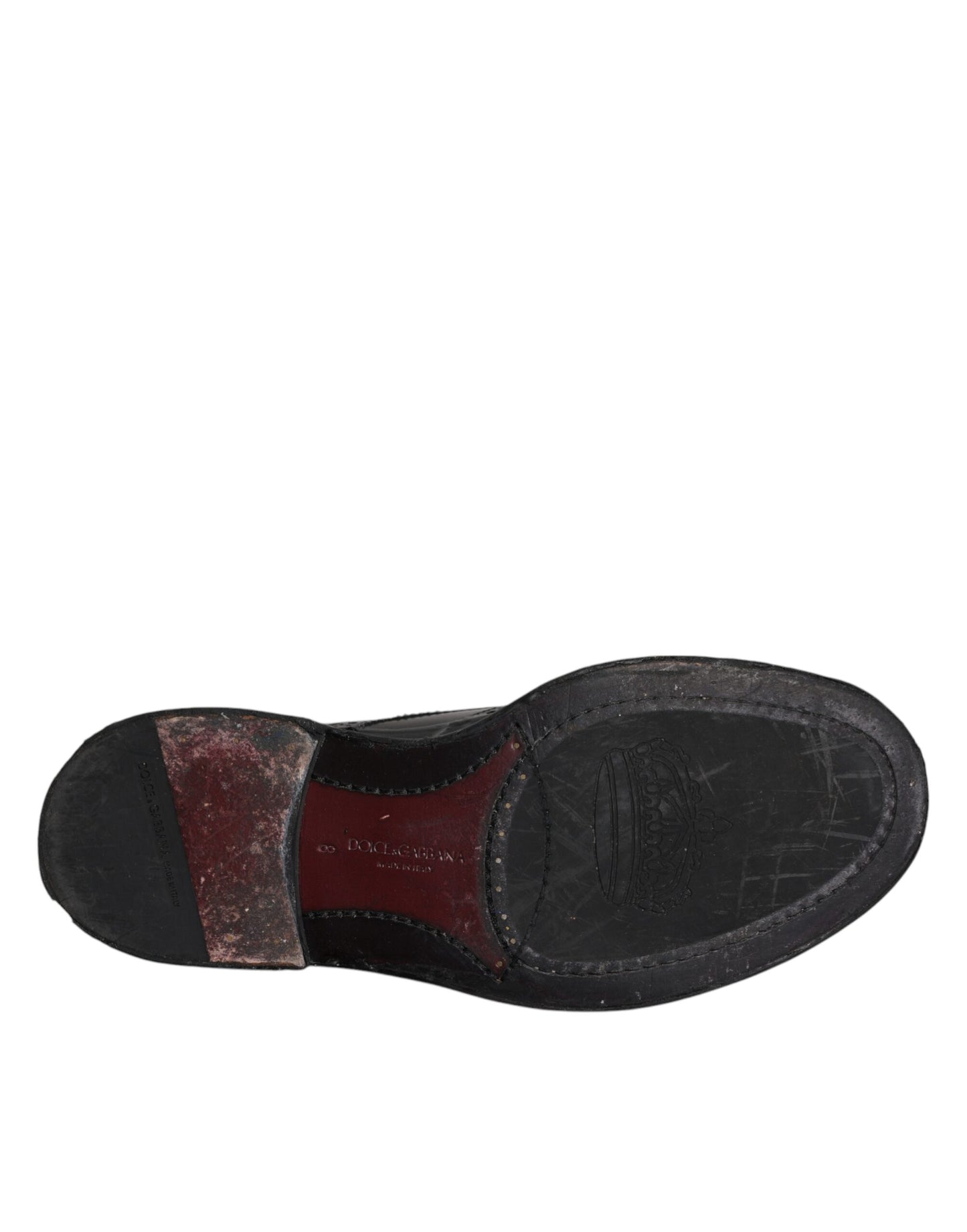 Dolce & Gabbana Zapatos formales Derby de cuero negro con punta de ala