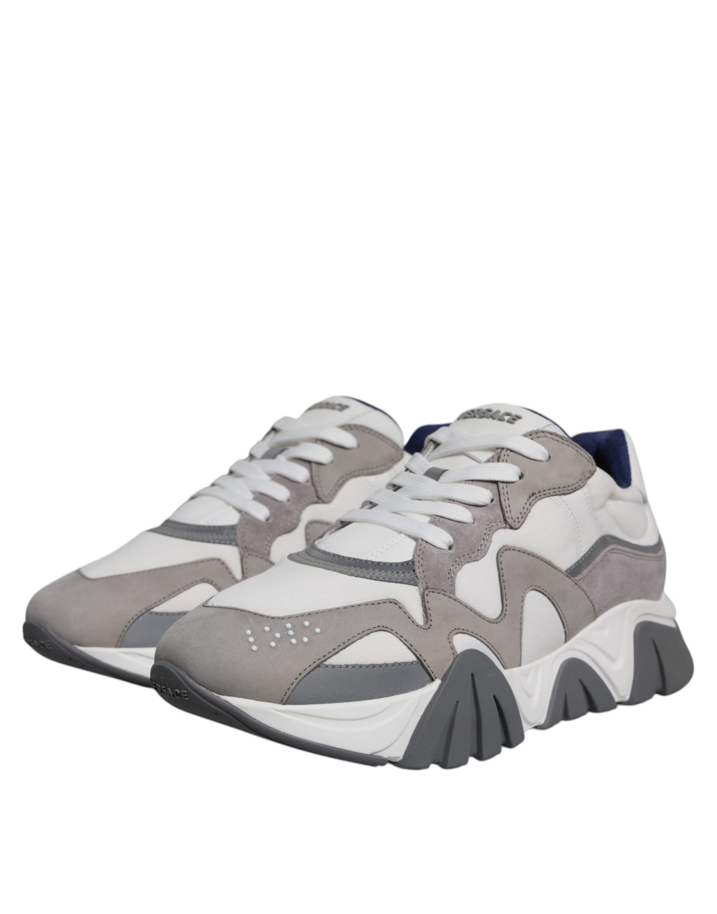 Versace Zapatillas bajas Squalo de neopreno de cuero gris Zapatos
