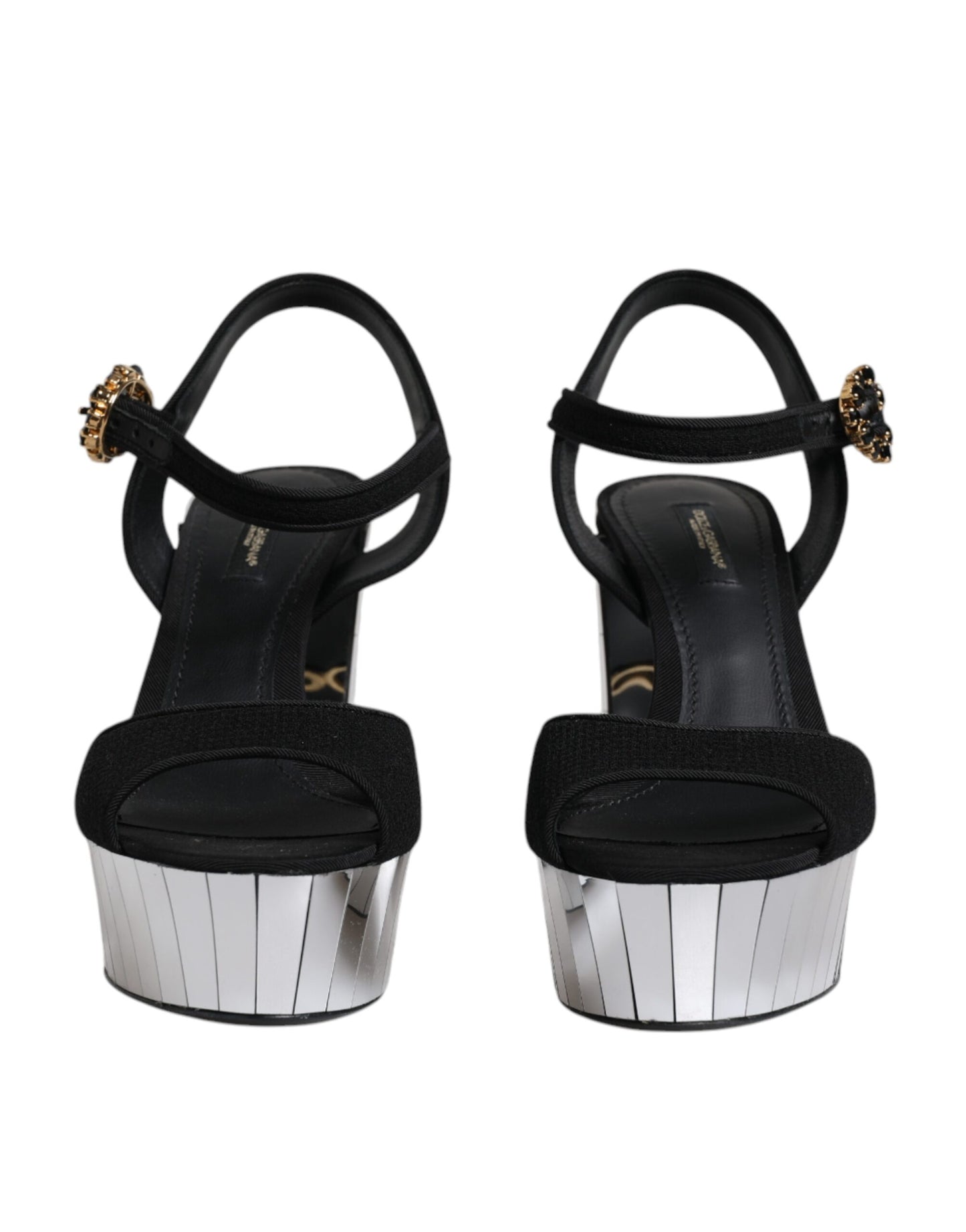 Dolce & Gabbana Sandalias con plataforma y tacones de espejo negros Zapatos
