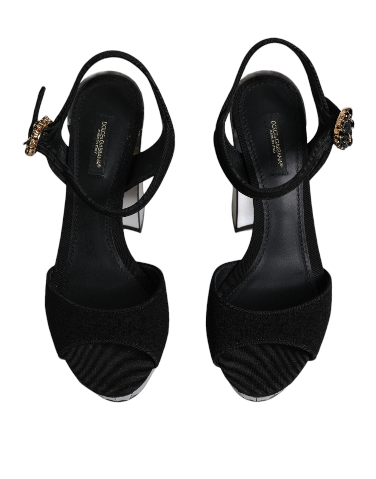 Dolce & Gabbana Sandalias con plataforma y tacones de espejo negros Zapatos