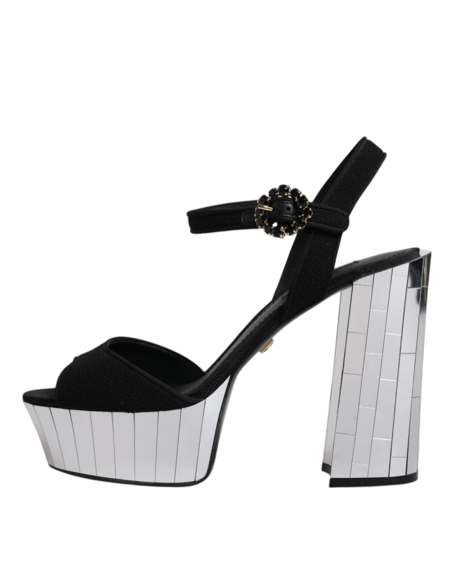 Dolce & Gabbana Sandalias con plataforma y tacones de espejo negros Zapatos