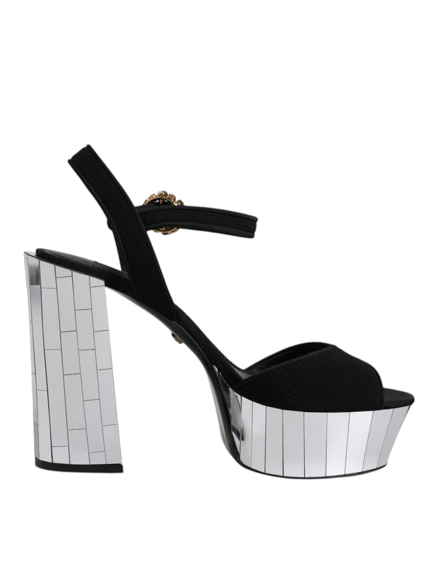 Dolce & Gabbana Sandalias con plataforma y tacones de espejo negros Zapatos