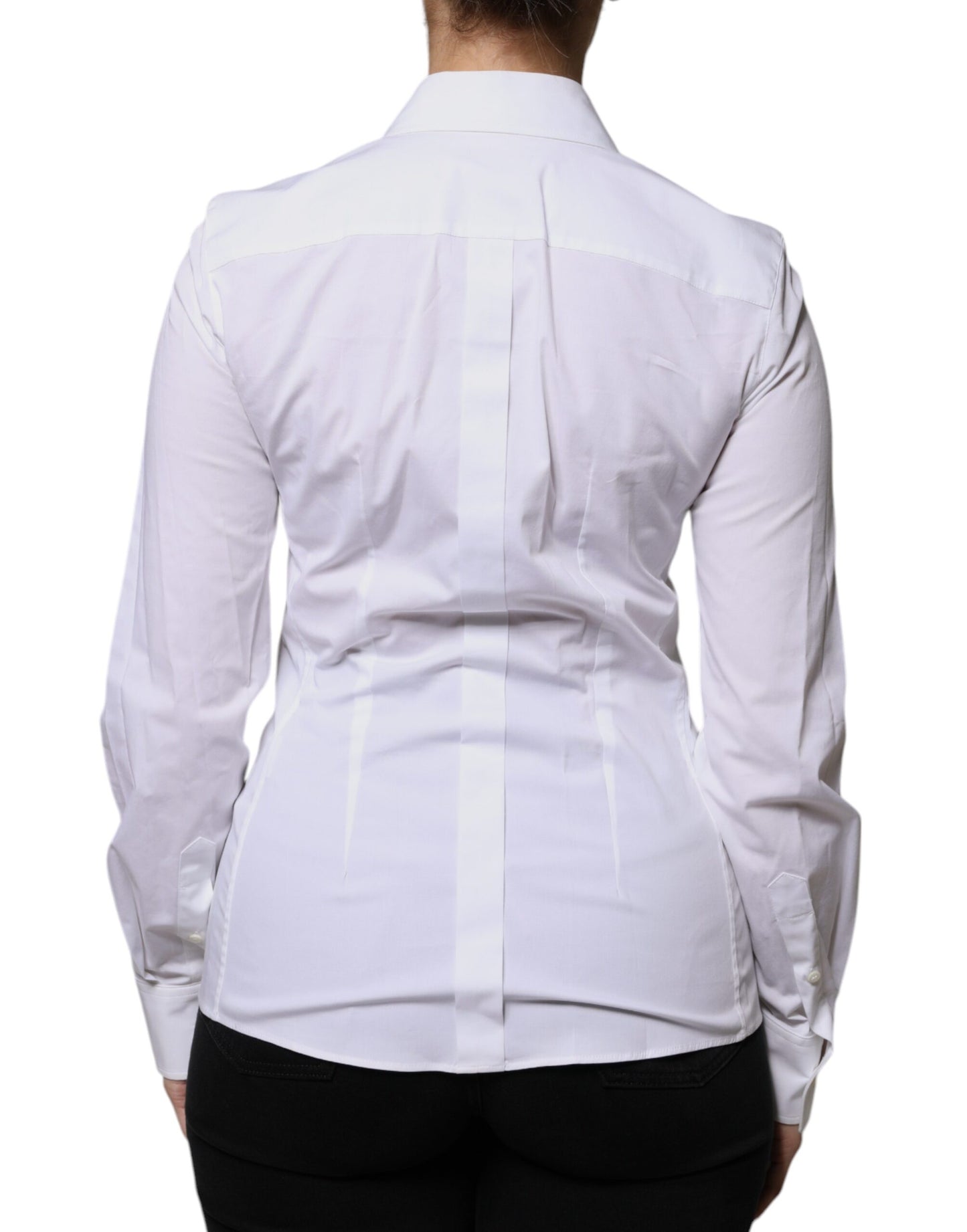 Dolce & Gabbana Top camisero de manga larga con cuello de algodón blanco