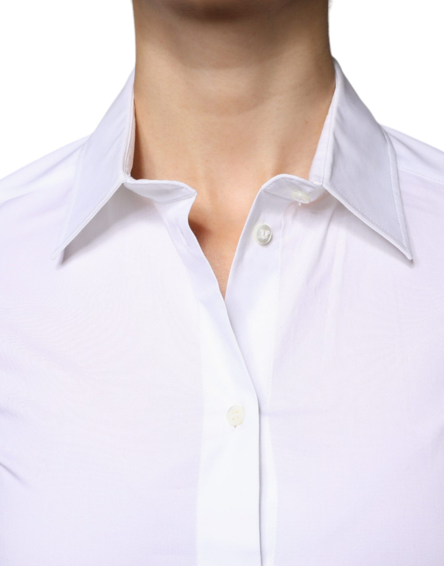 Dolce & Gabbana Top camisero de manga larga con cuello de algodón blanco