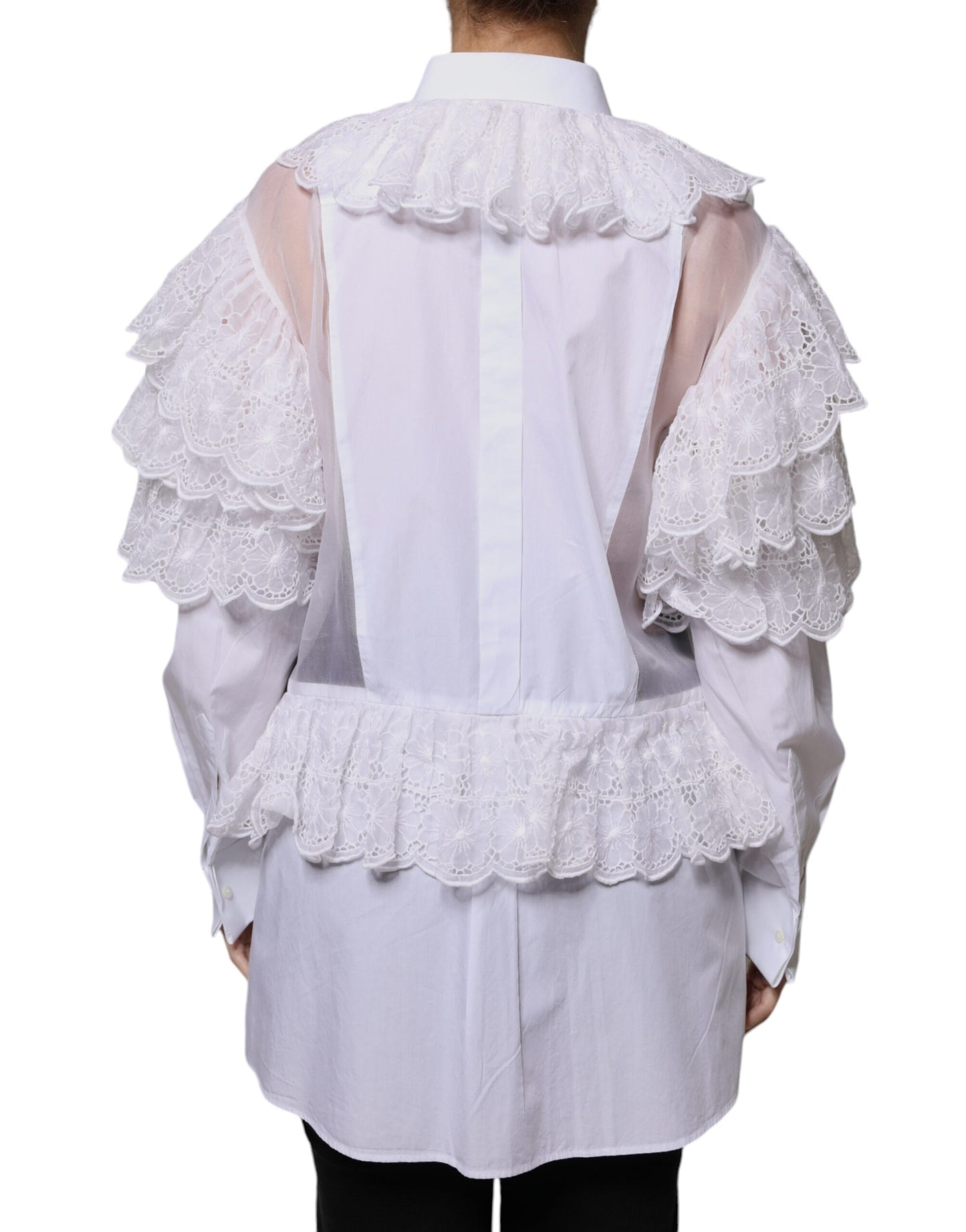 Dolce & Gabbana Blusa de vestir de popelina de algodón blanca