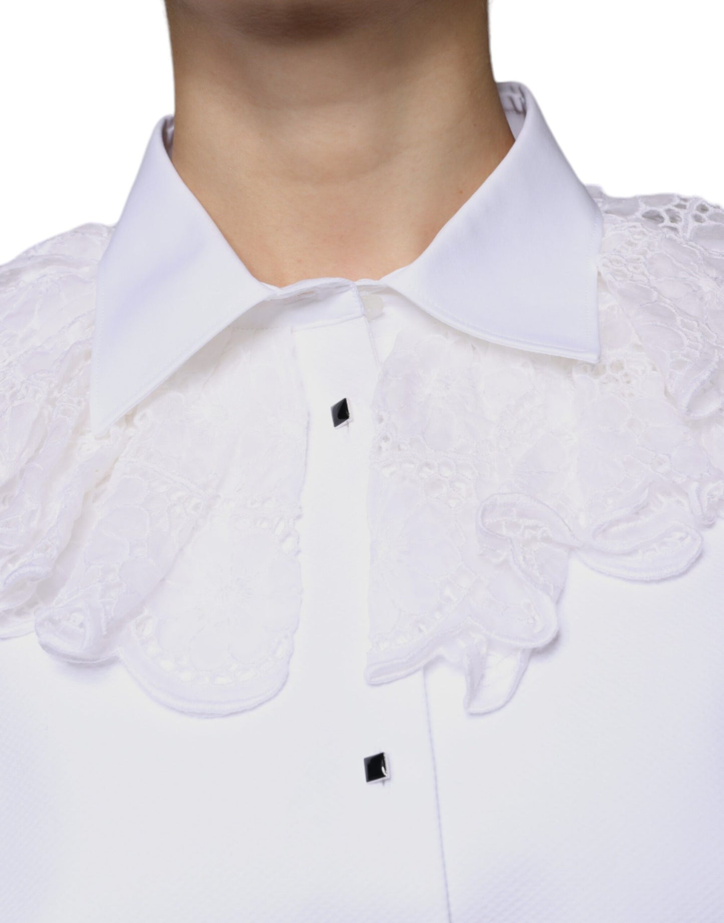 Dolce & Gabbana Blusa de vestir de popelina de algodón blanca