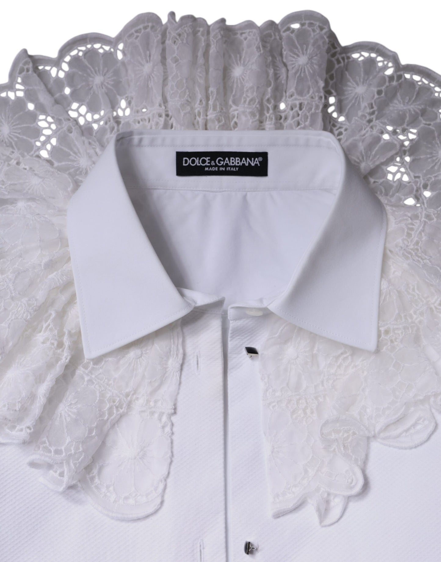 Dolce & Gabbana Blusa de vestir de popelina de algodón blanca