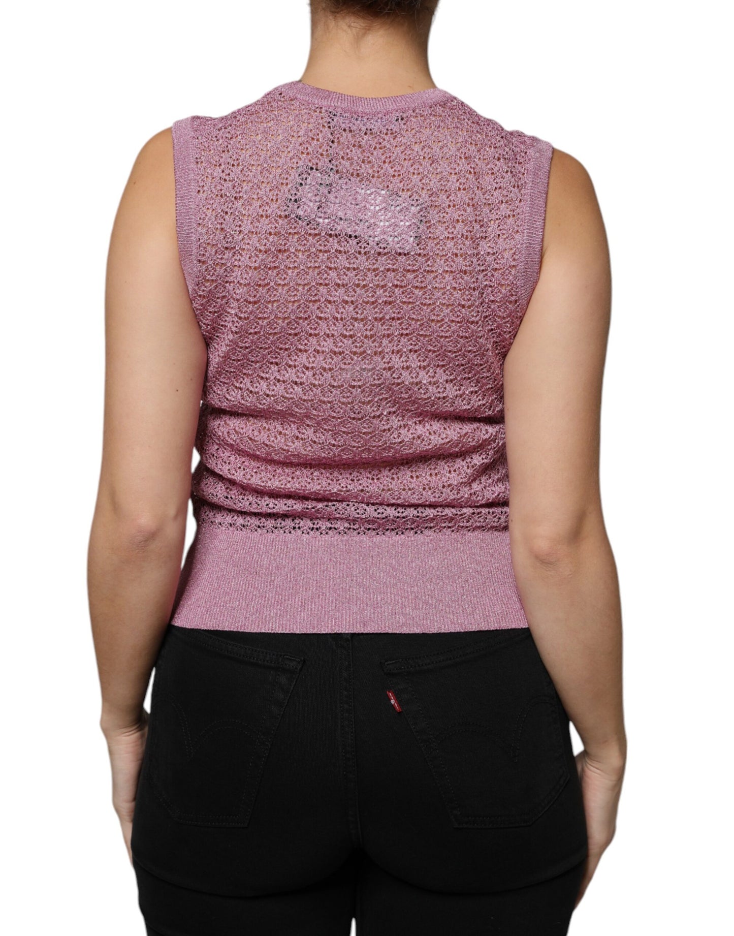 Dolce & Gabbana Pink Mesh See Through Sleeveless Tank Top – IT44 | L par Dolce & Gabbana | Disponible sur Sandy Store ByNet
