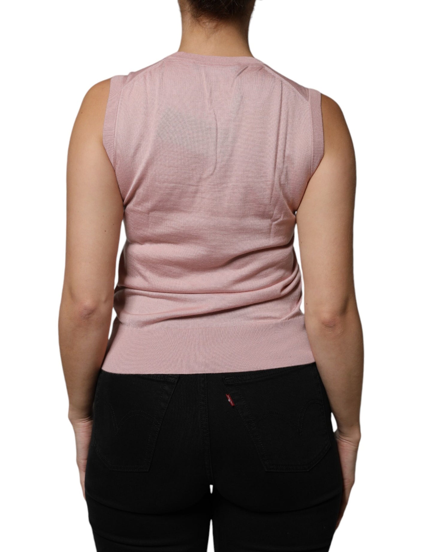 Dolce & Gabbana Camiseta sin mangas de punto de cachemira rosa