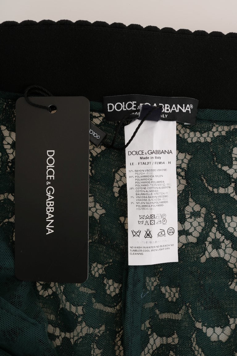 Dolce & Gabbana Pantalones ajustados de encaje floral de cintura alta