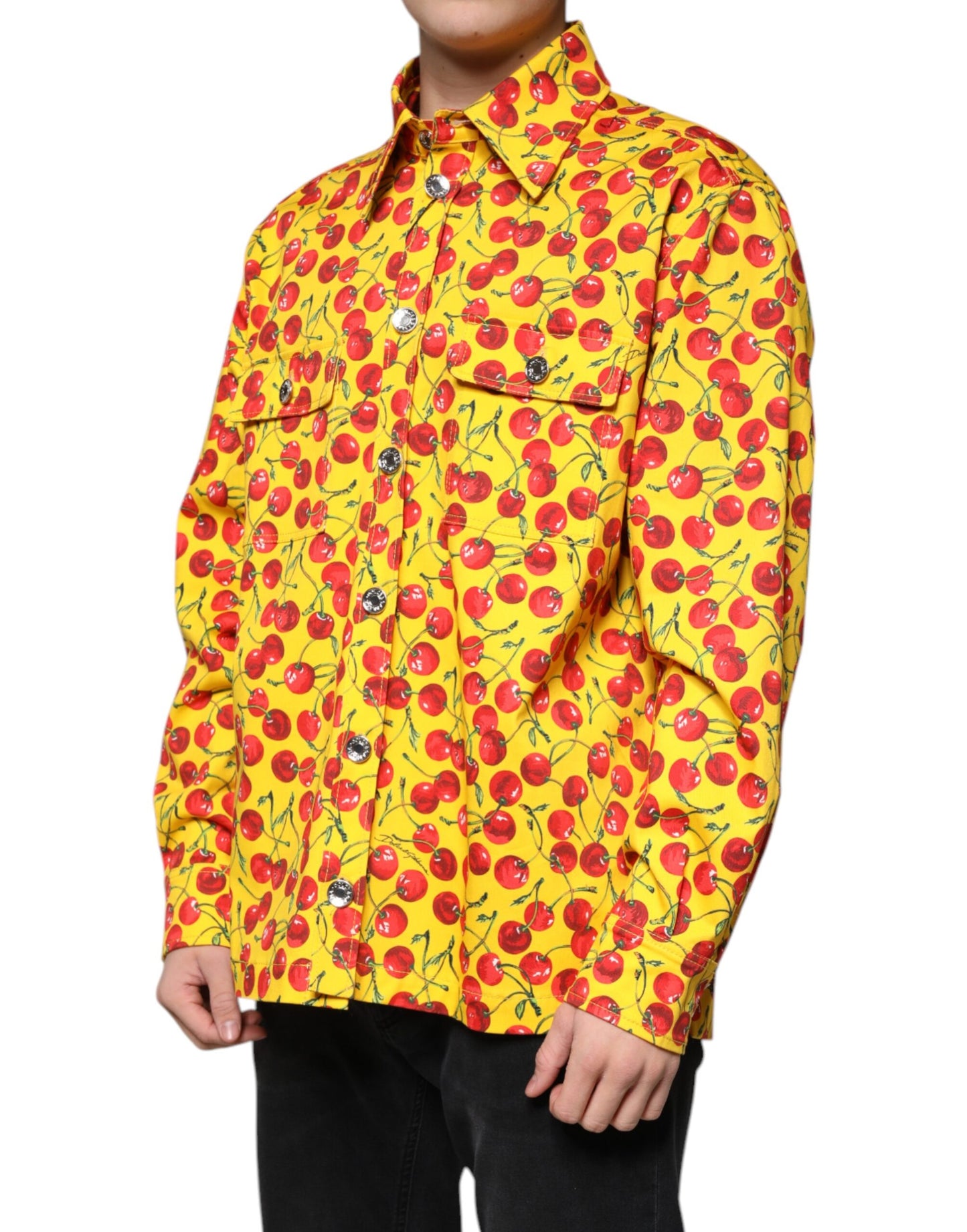 Camisa informal con botones de cereza amarilla de Dolce & Gabbana para hombre