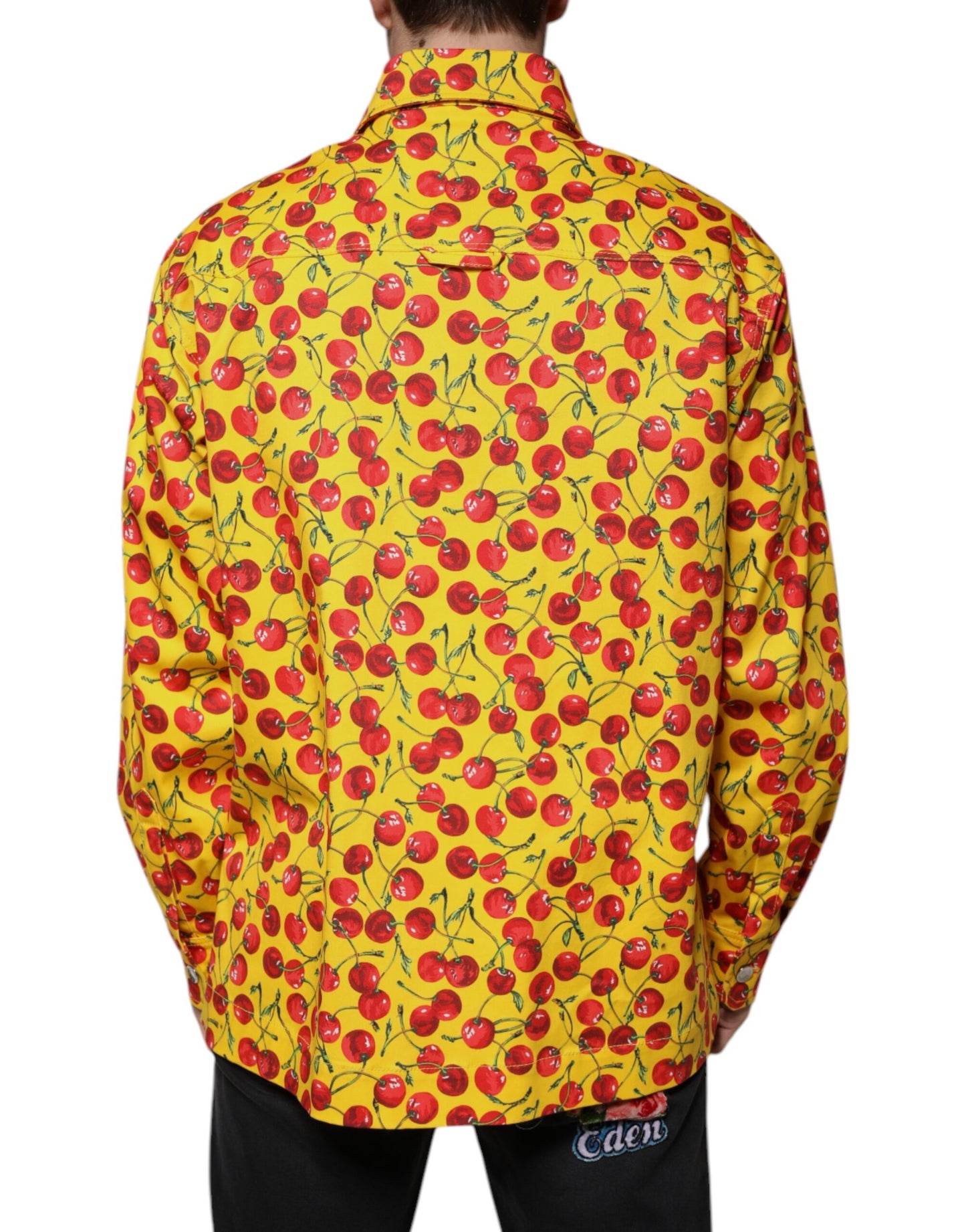 Camisa informal con botones de cereza amarilla de Dolce & Gabbana para hombre