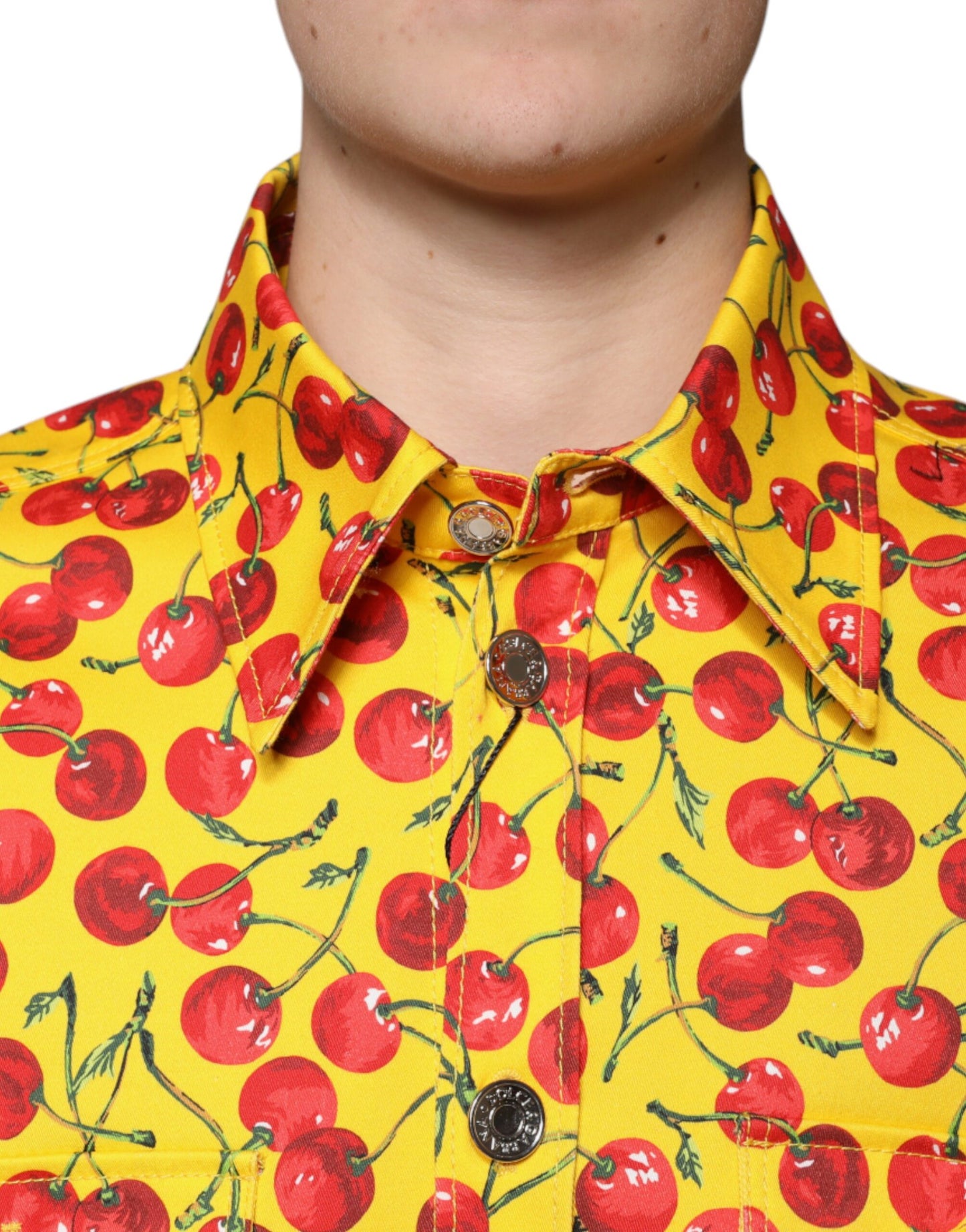 Camisa informal con botones de cereza amarilla de Dolce & Gabbana para hombre