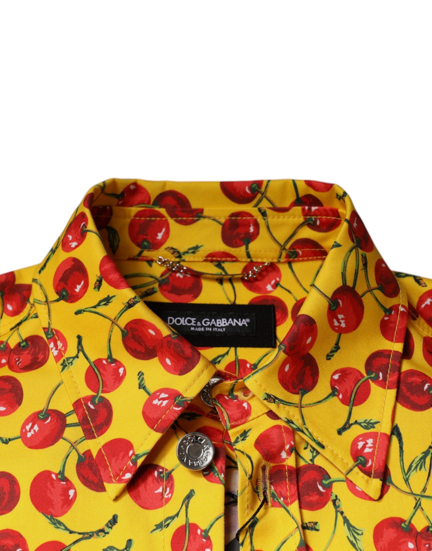Camisa informal con botones de cereza amarilla de Dolce & Gabbana para hombre