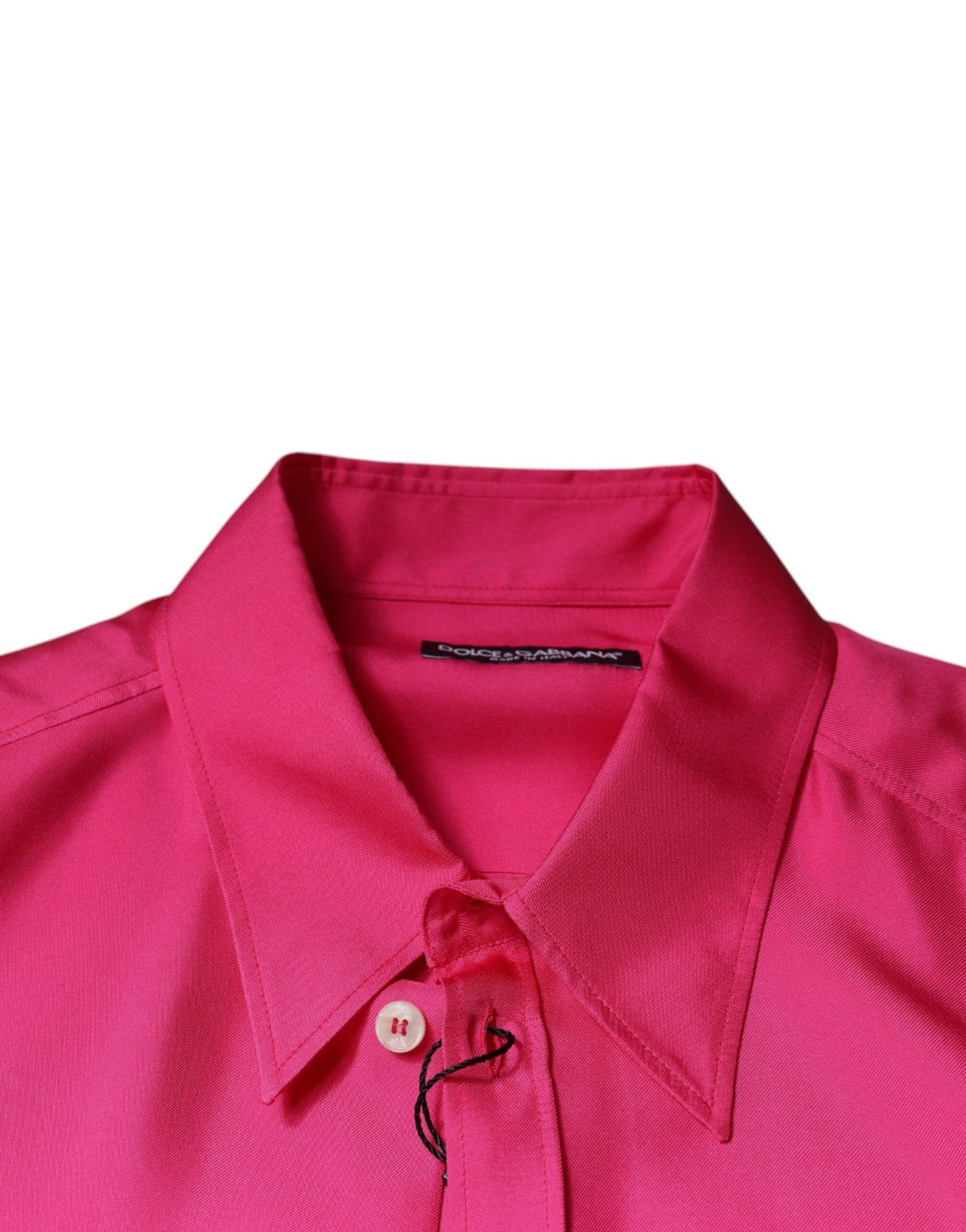 Camisa de seda rosa con cuello y botones para hombre de Dolce & Gabbana