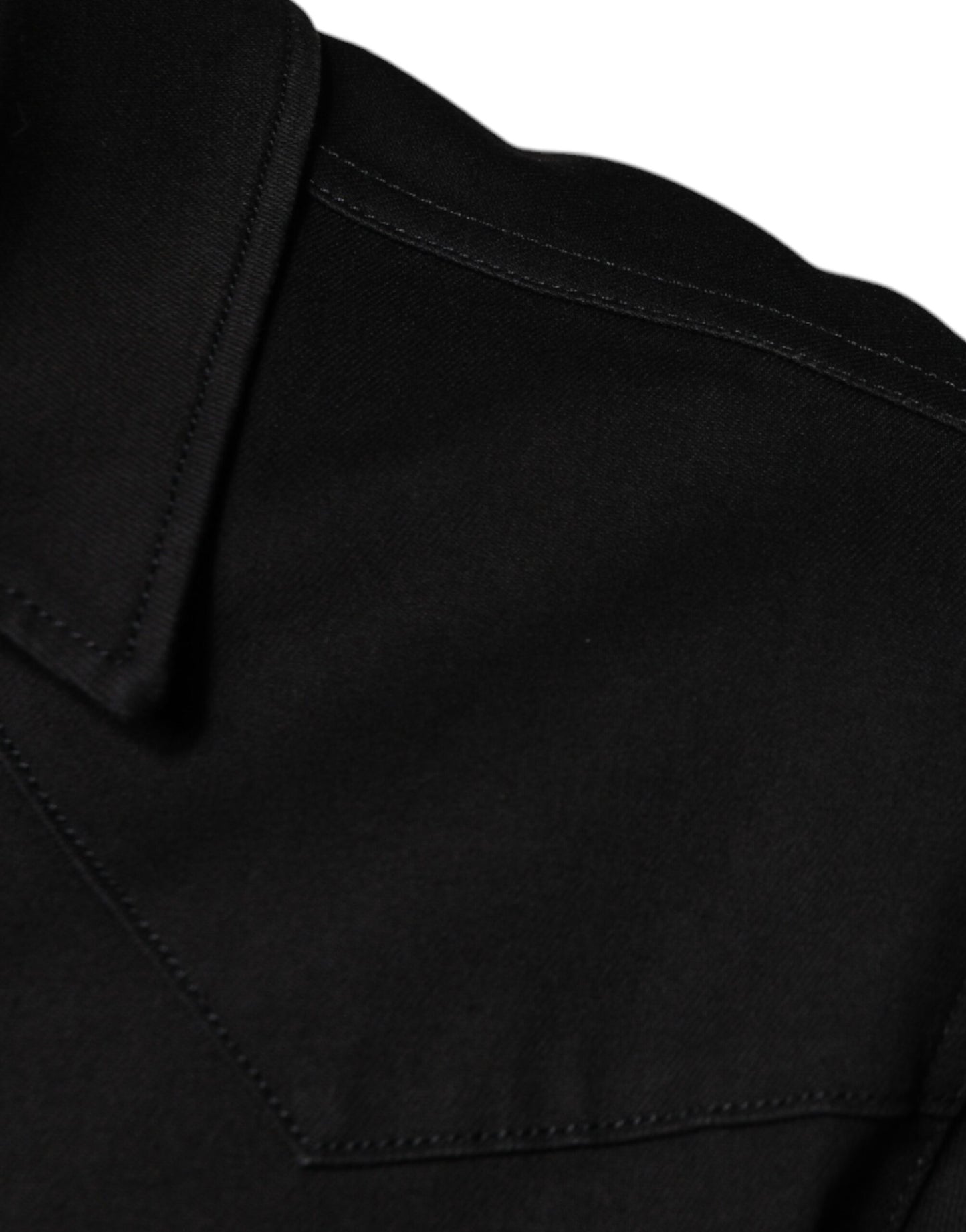 Camisa de algodón negra con cuello y botones de Dolce & Gabbana