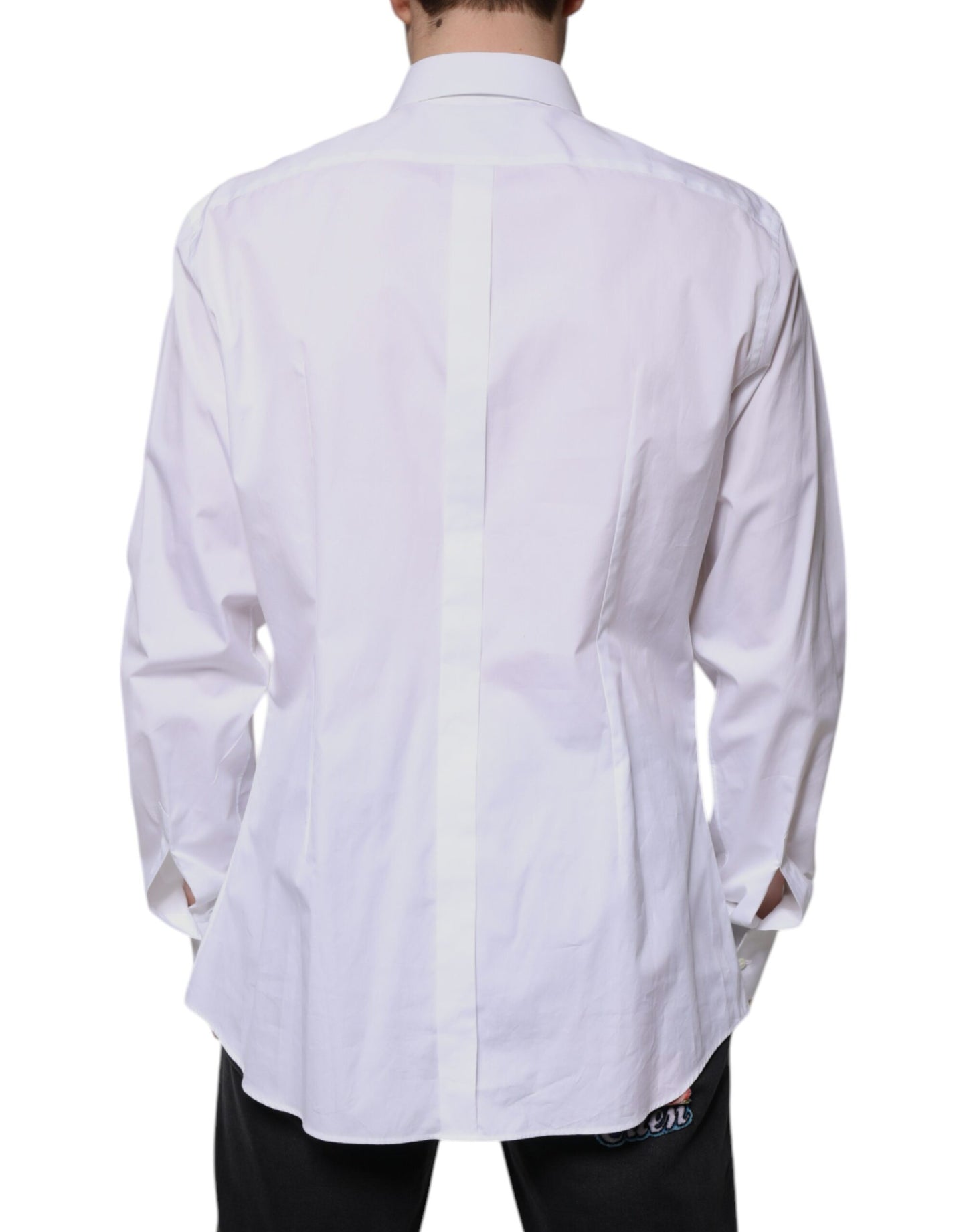 Camisa formal Dolce & Gabbana de popelina de algodón con pechera blanca dorada