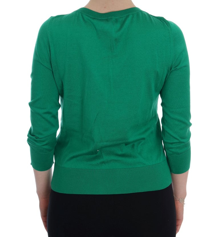 Dolce & Gabbana Jersey De Seda Verde Con Adornos