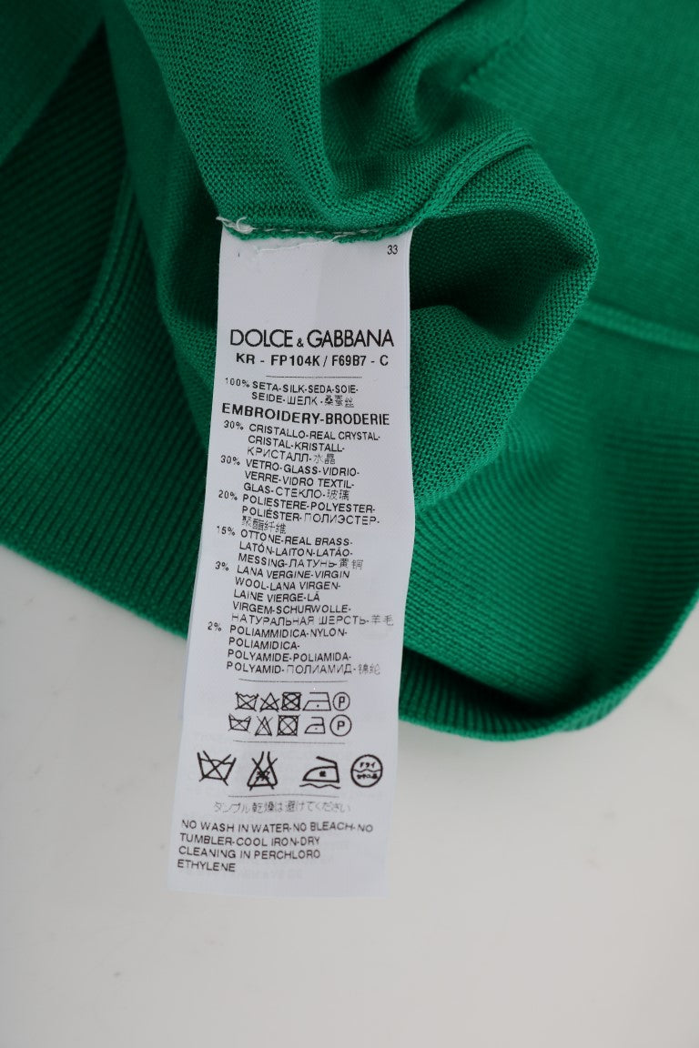 Dolce & Gabbana Jersey De Seda Verde Con Adornos
