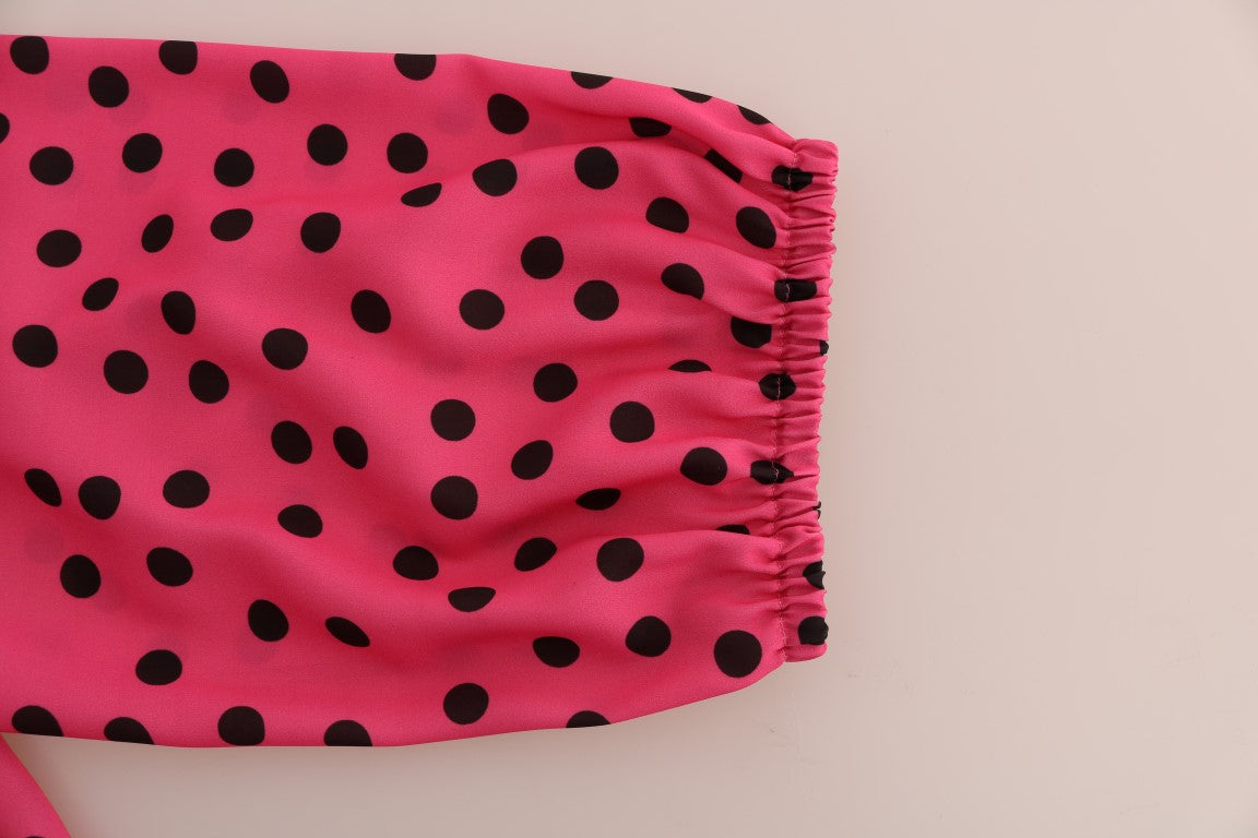 Dolce & Gabbana Blusa Chic De Seda Rosa Con Lunares