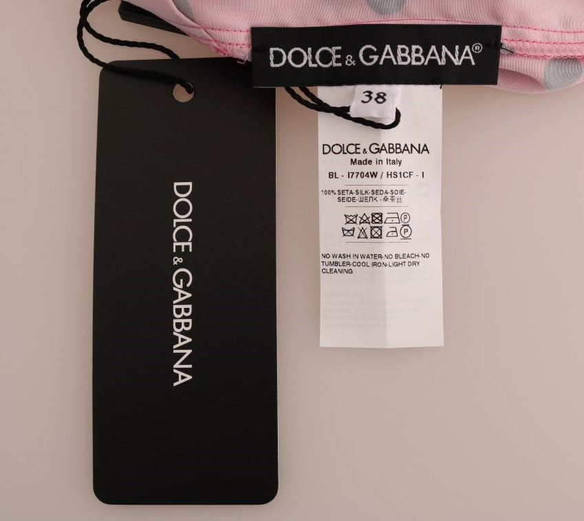Dolce & Gabbana Blusa Chic De Seda Rosa Con Lunares