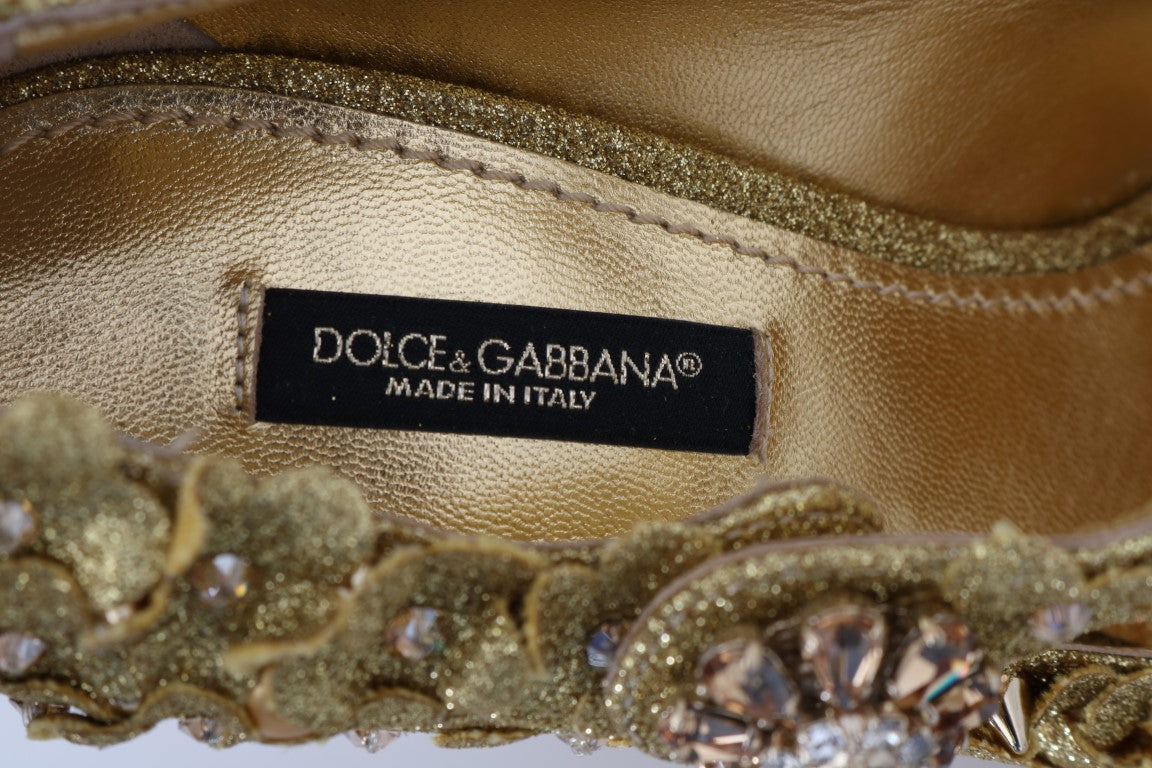 Zapatos de tacón con adornos florales dorados de Dolce & Gabbana