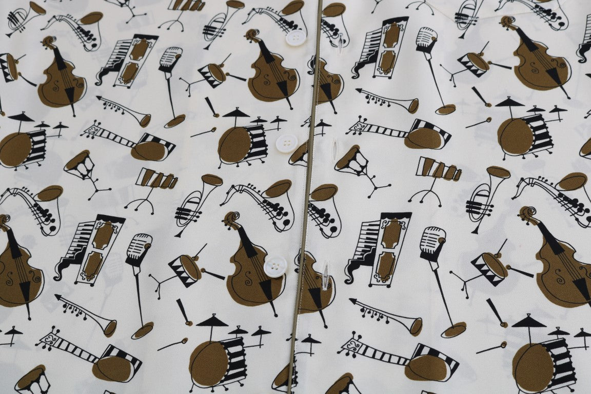 Camisa casual de hombre de seda exclusiva de Dolce & Gabbana - Motivo JAZZ