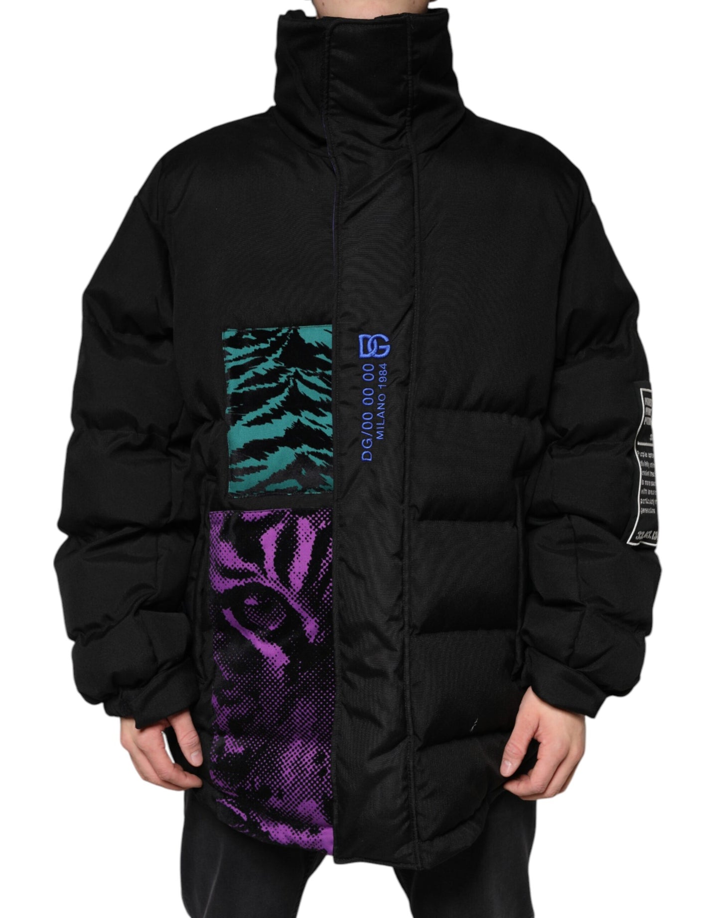 Chaqueta acolchada de nailon negra con cremallera completa para hombre de Dolce & Gabbana