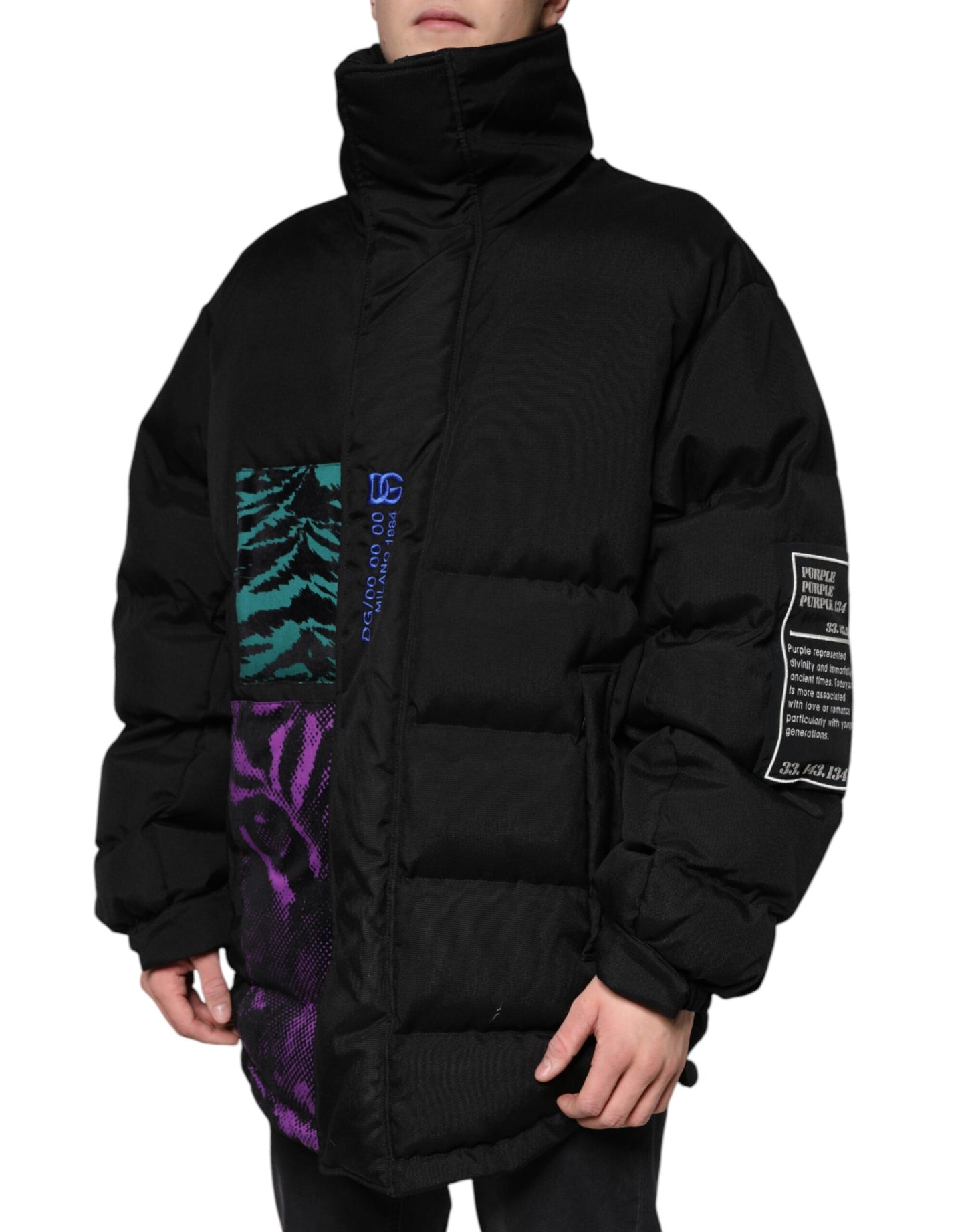 Chaqueta acolchada de nailon negra con cremallera completa para hombre de Dolce & Gabbana
