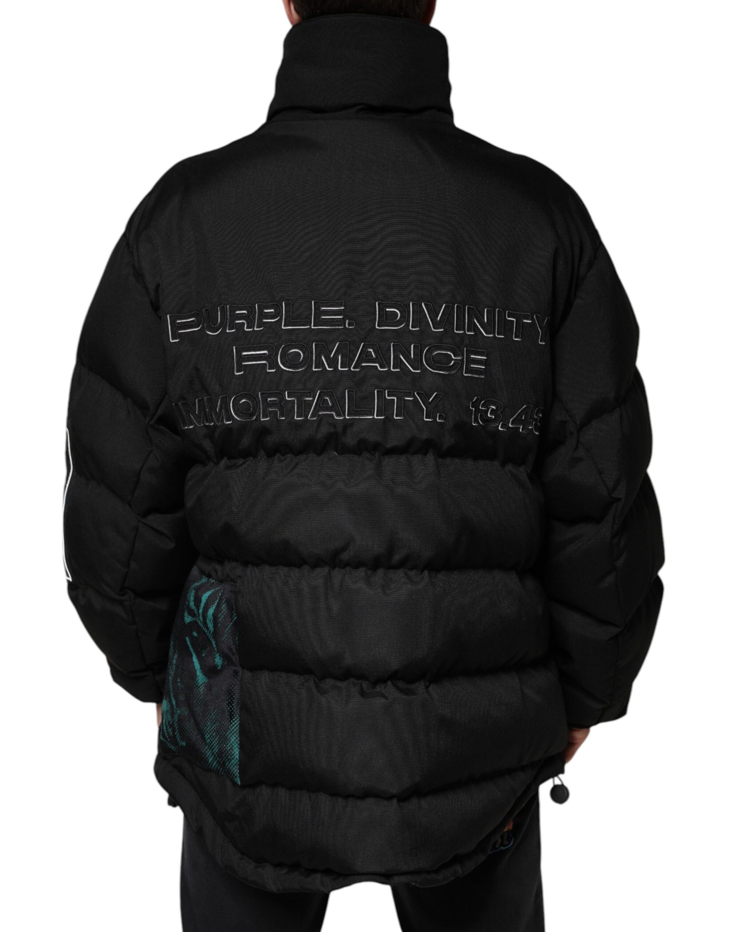 Chaqueta acolchada de nailon negra con cremallera completa para hombre de Dolce & Gabbana