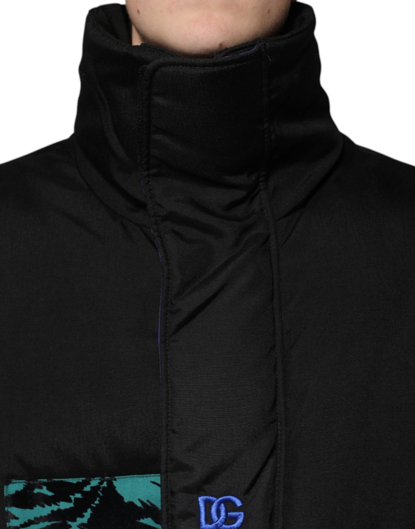 Chaqueta acolchada de nailon negra con cremallera completa para hombre de Dolce & Gabbana