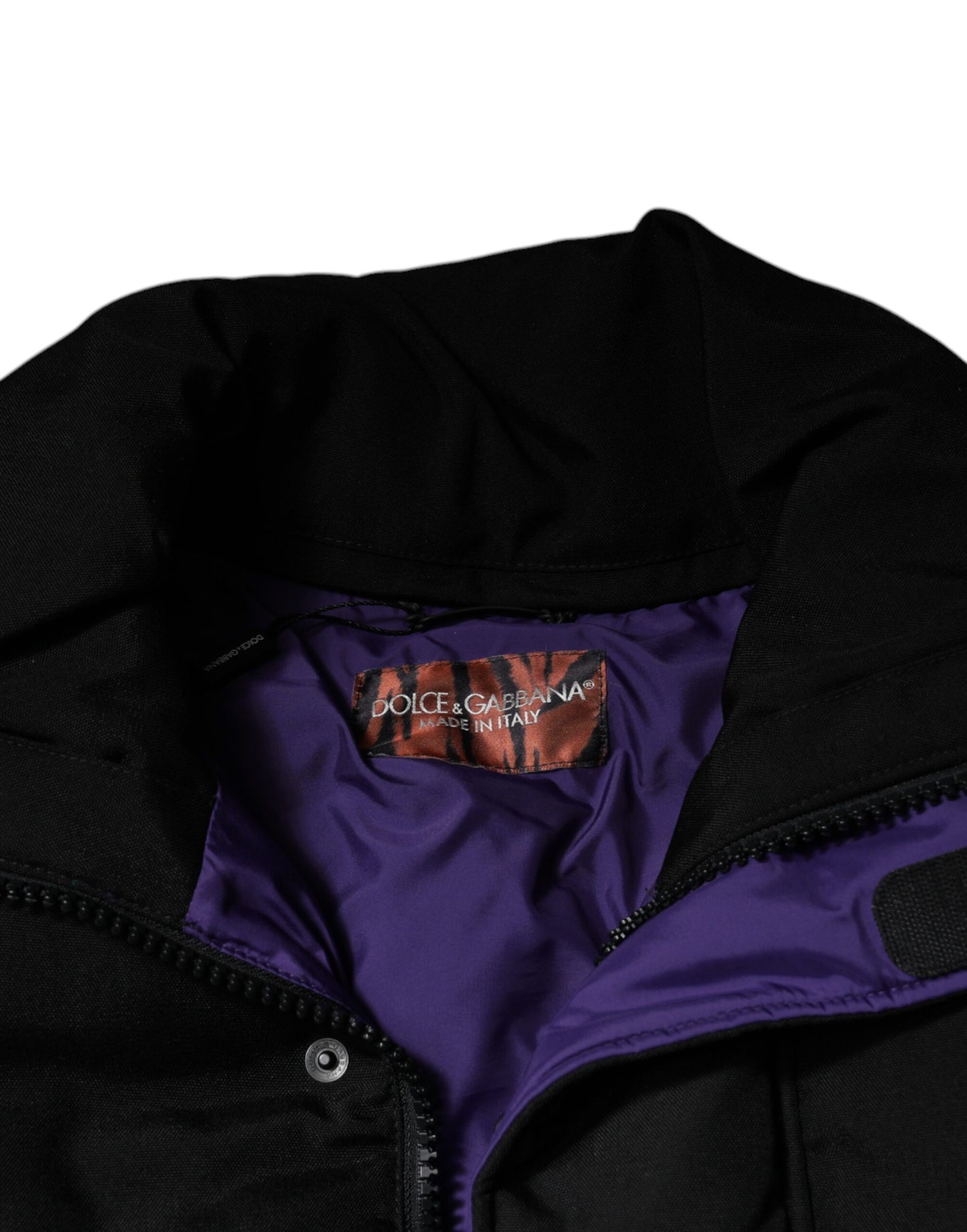 Chaqueta acolchada de nailon negra con cremallera completa para hombre de Dolce & Gabbana