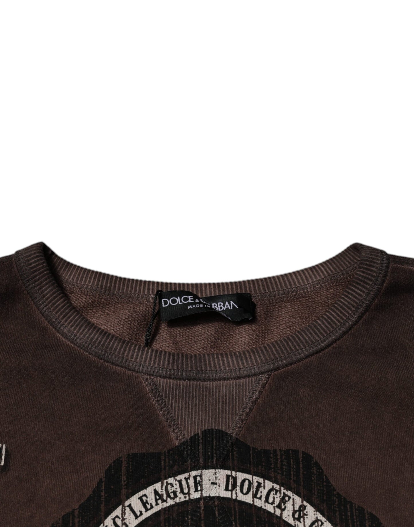 Suéter de cuello redondo con estampado del logotipo marrón de Dolce & Gabbana