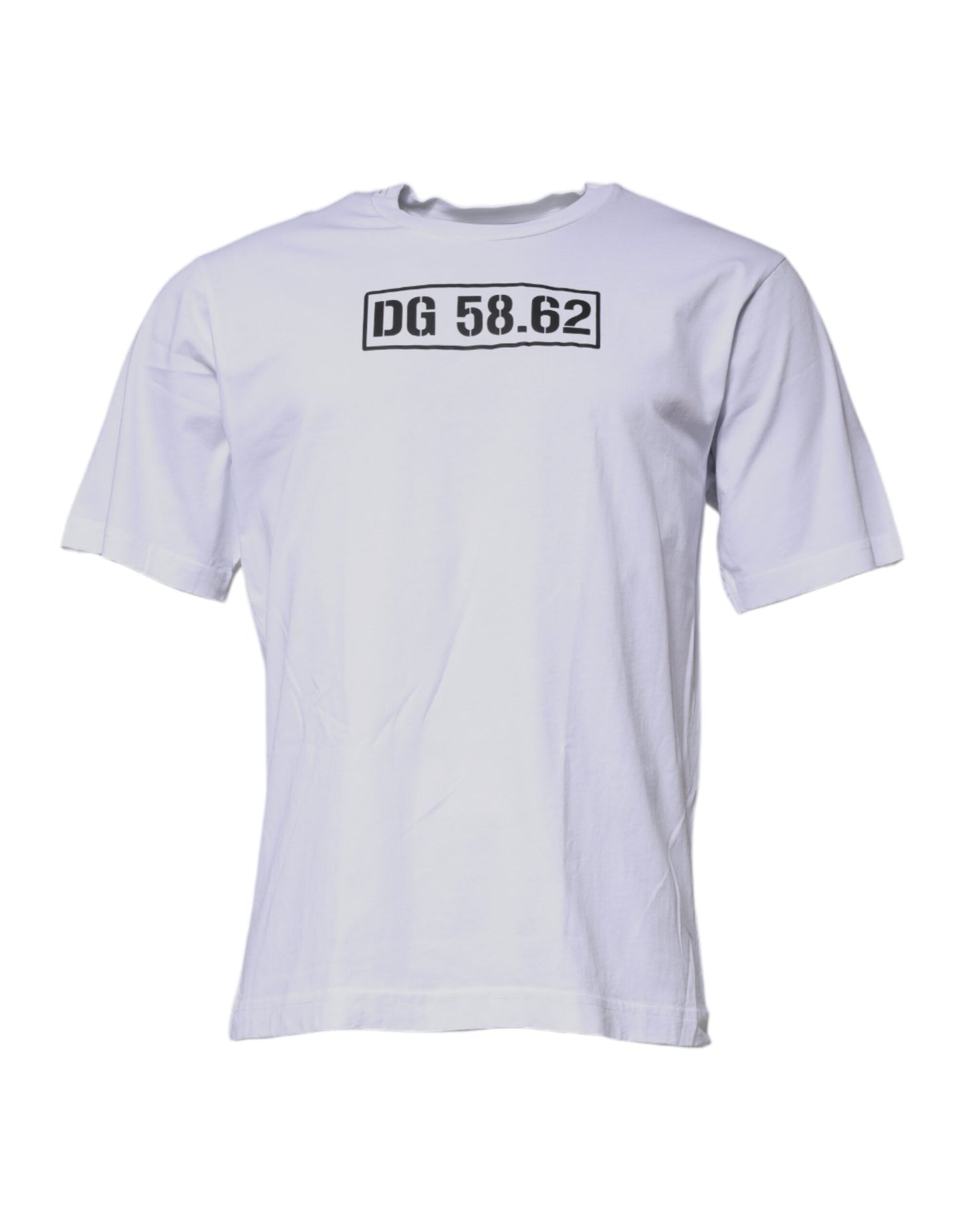 Camiseta blanca de algodón con cuello redondo y logotipo DG de Dolce & Gabbana