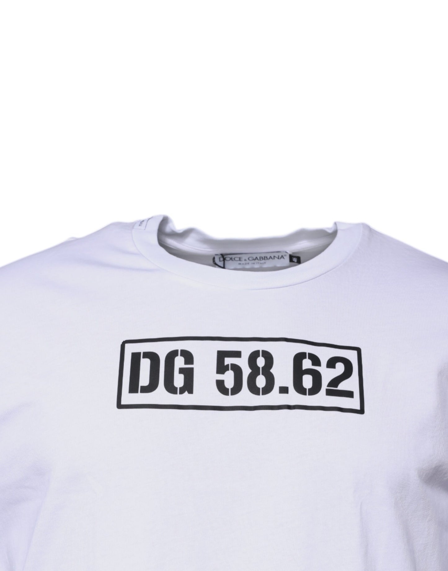 Camiseta blanca de algodón con cuello redondo y logotipo DG de Dolce & Gabbana