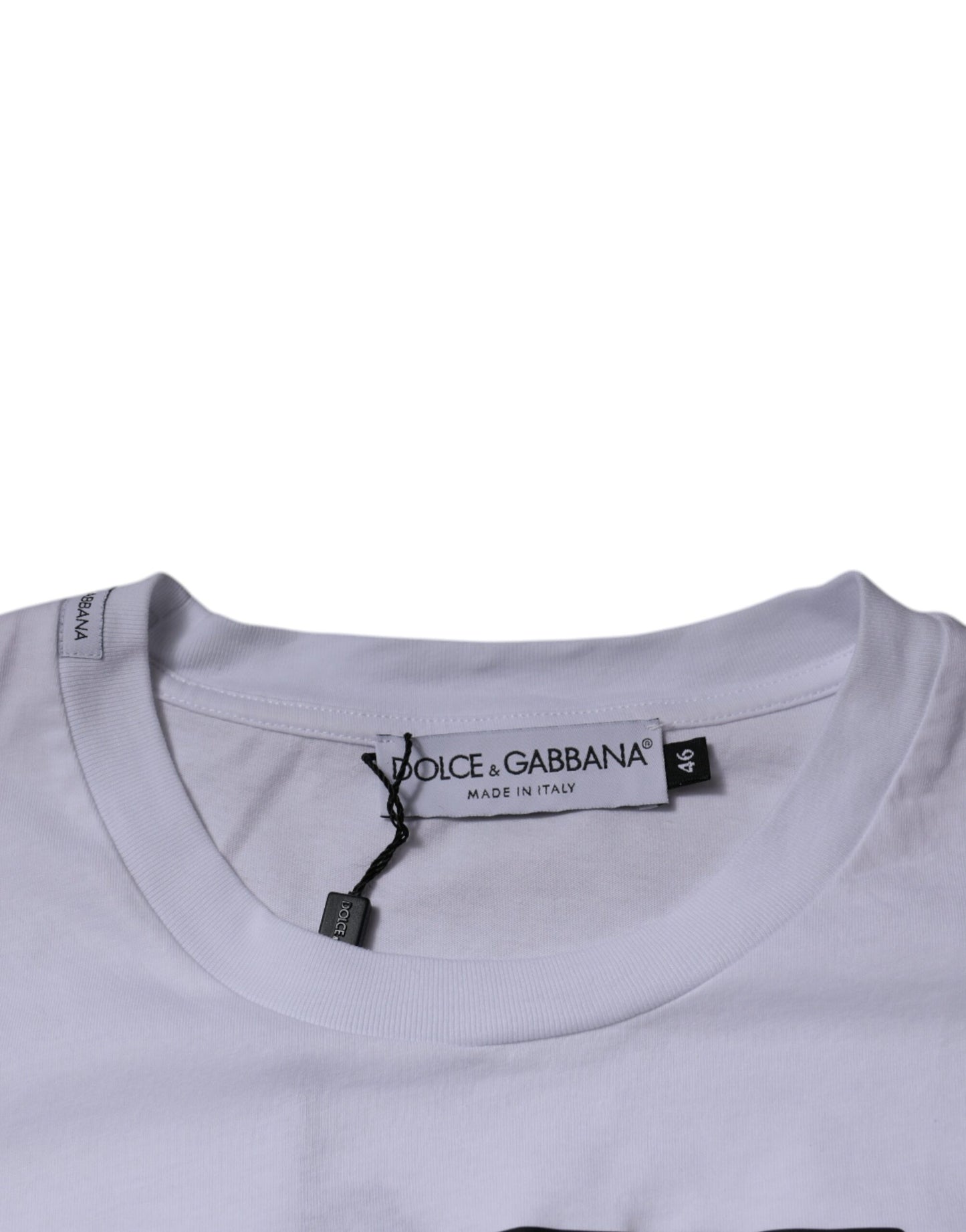 Camiseta blanca de algodón con cuello redondo y logotipo DG de Dolce & Gabbana
