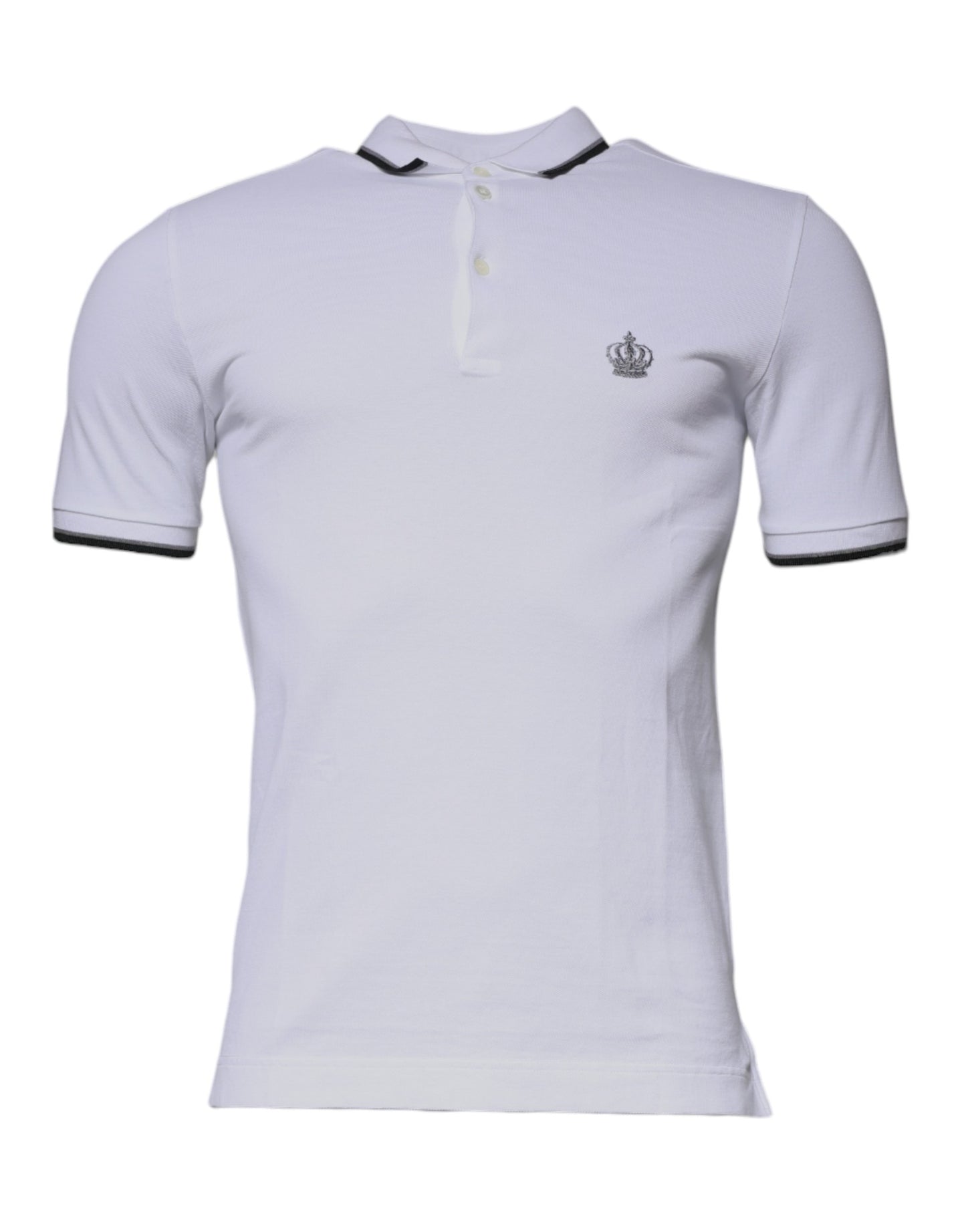 Polo de algodón blanco con cuello de corona de Dolce & Gabbana