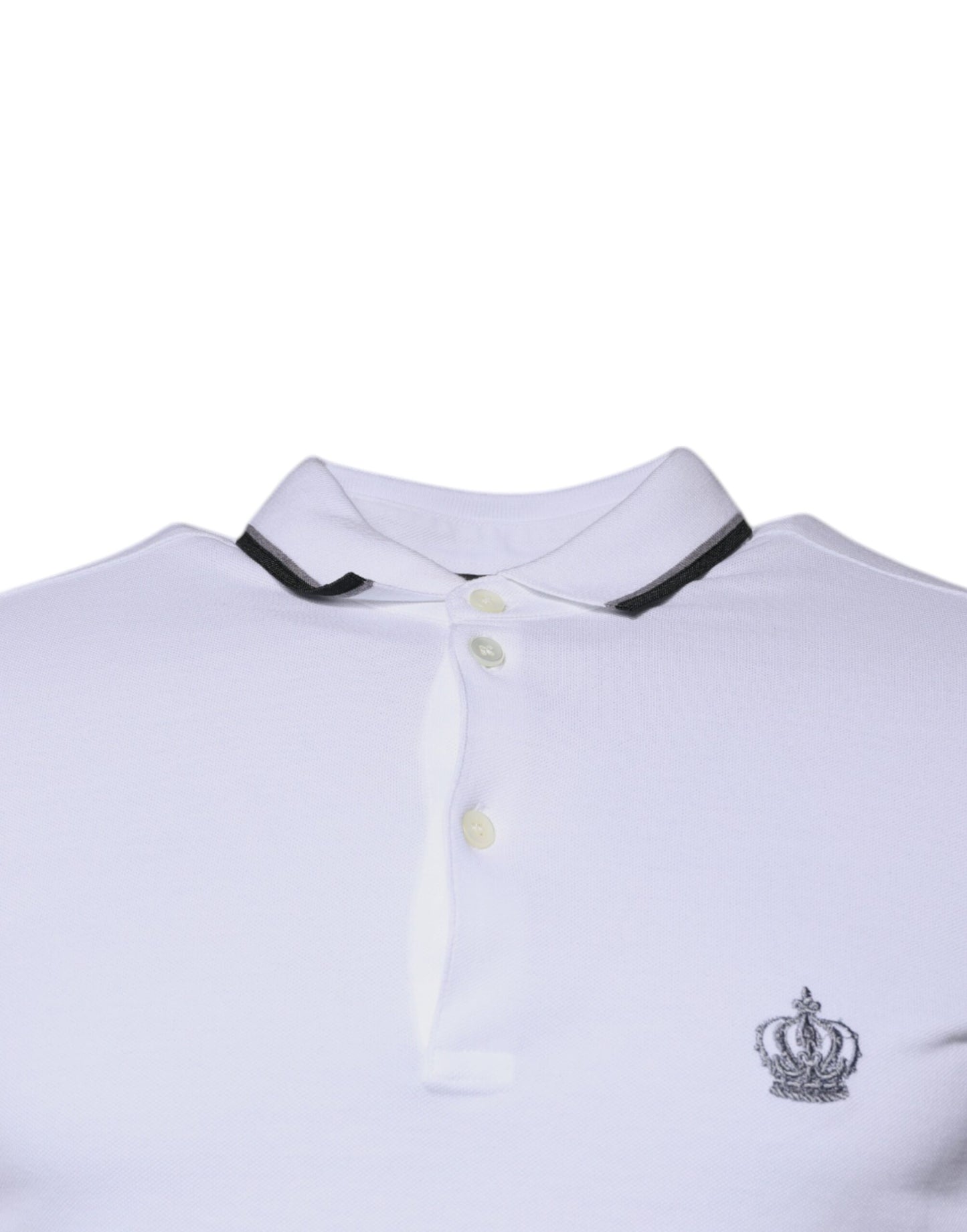 Polo de algodón blanco con cuello de corona de Dolce & Gabbana