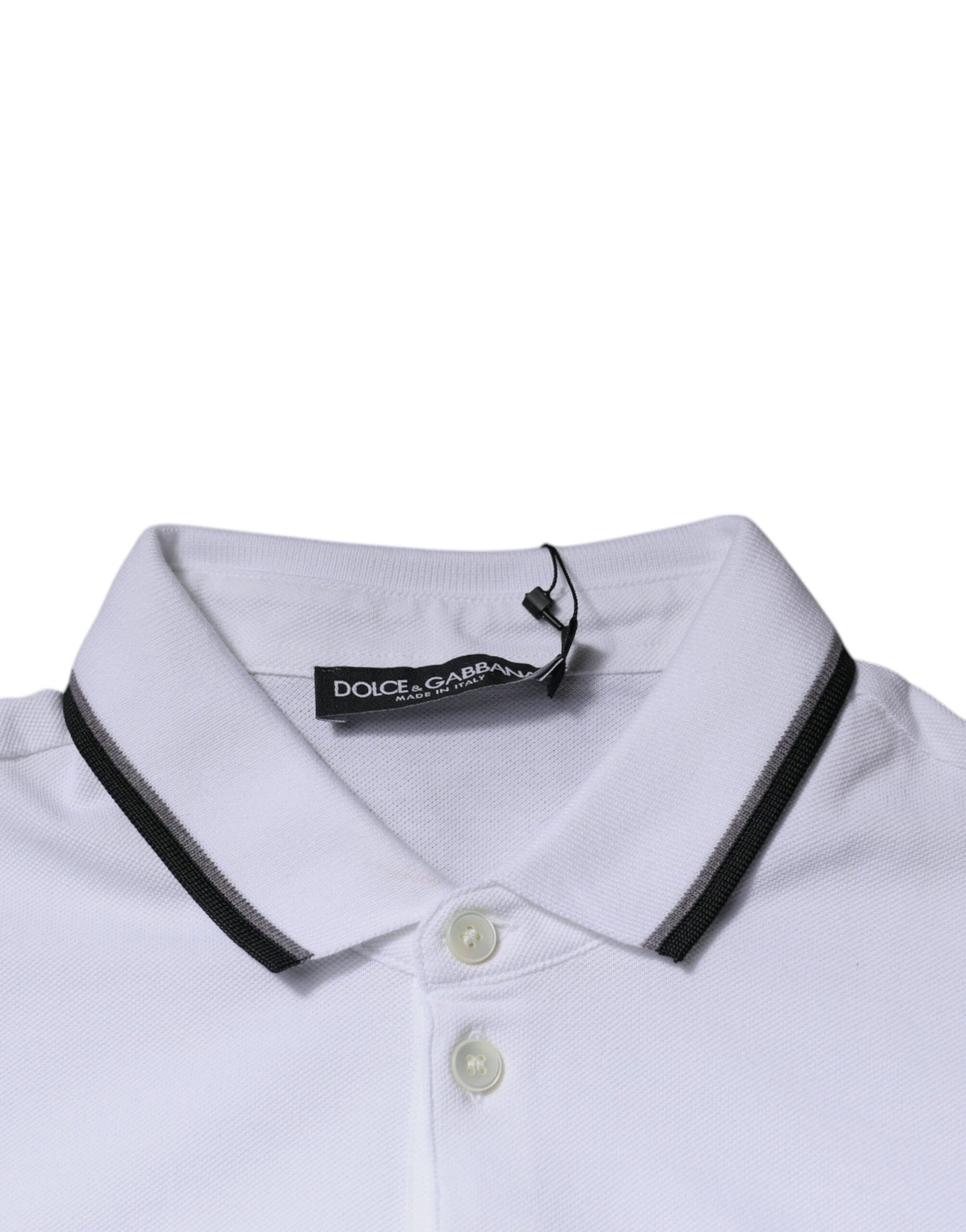 Polo de algodón blanco con cuello de corona de Dolce & Gabbana