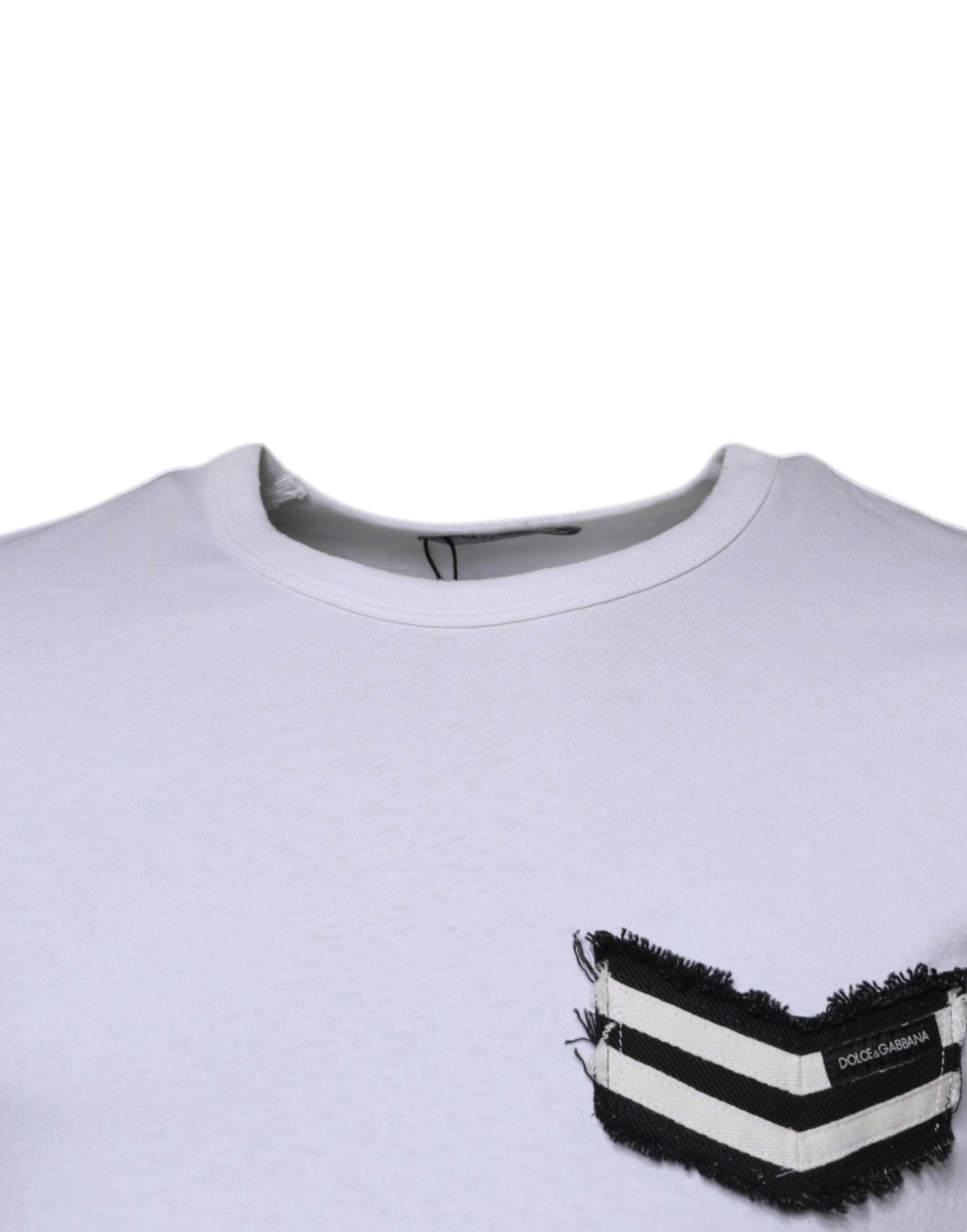 Camiseta de manga corta con cuello redondo y rayas blancas de Dolce & Gabbana